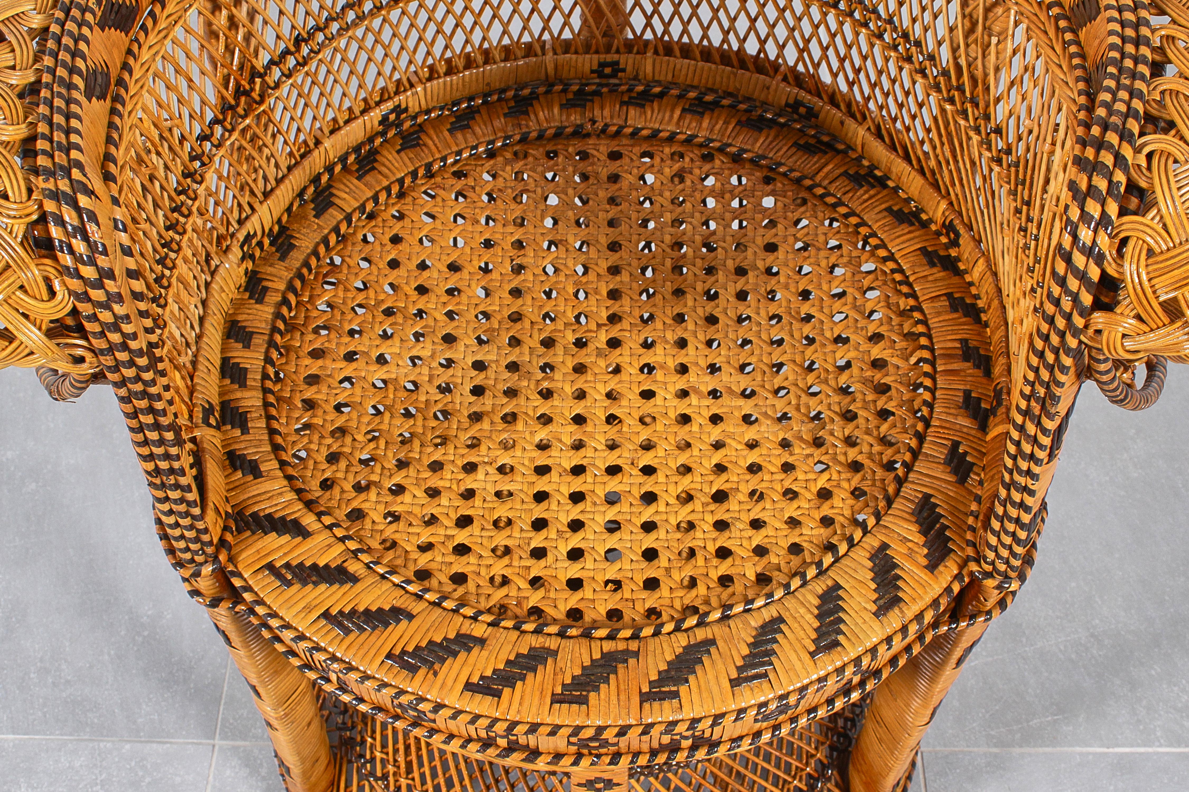 Wicker and Rattan Peacock Armchair model 