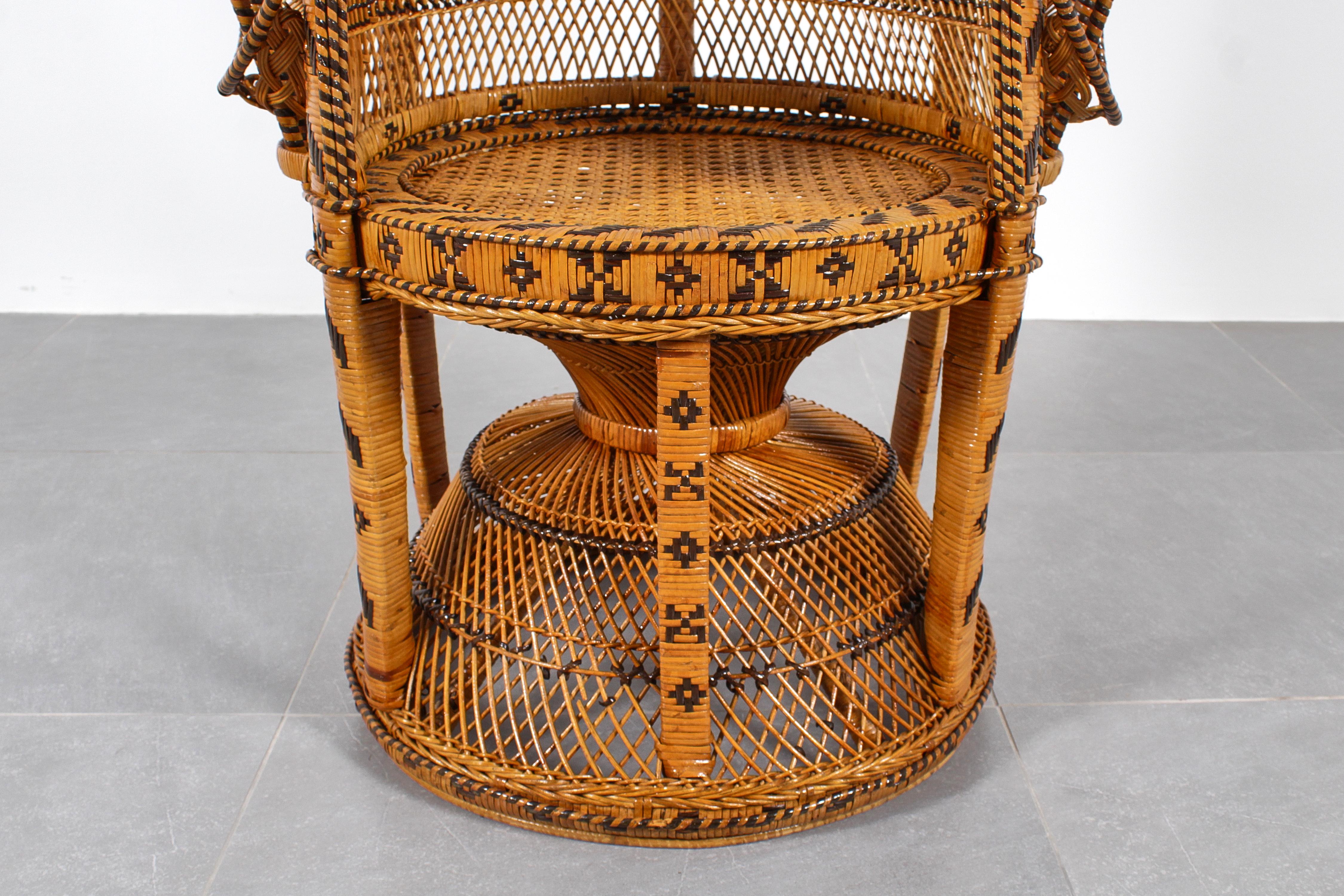 Wicker and Rattan Peacock Armchair model 