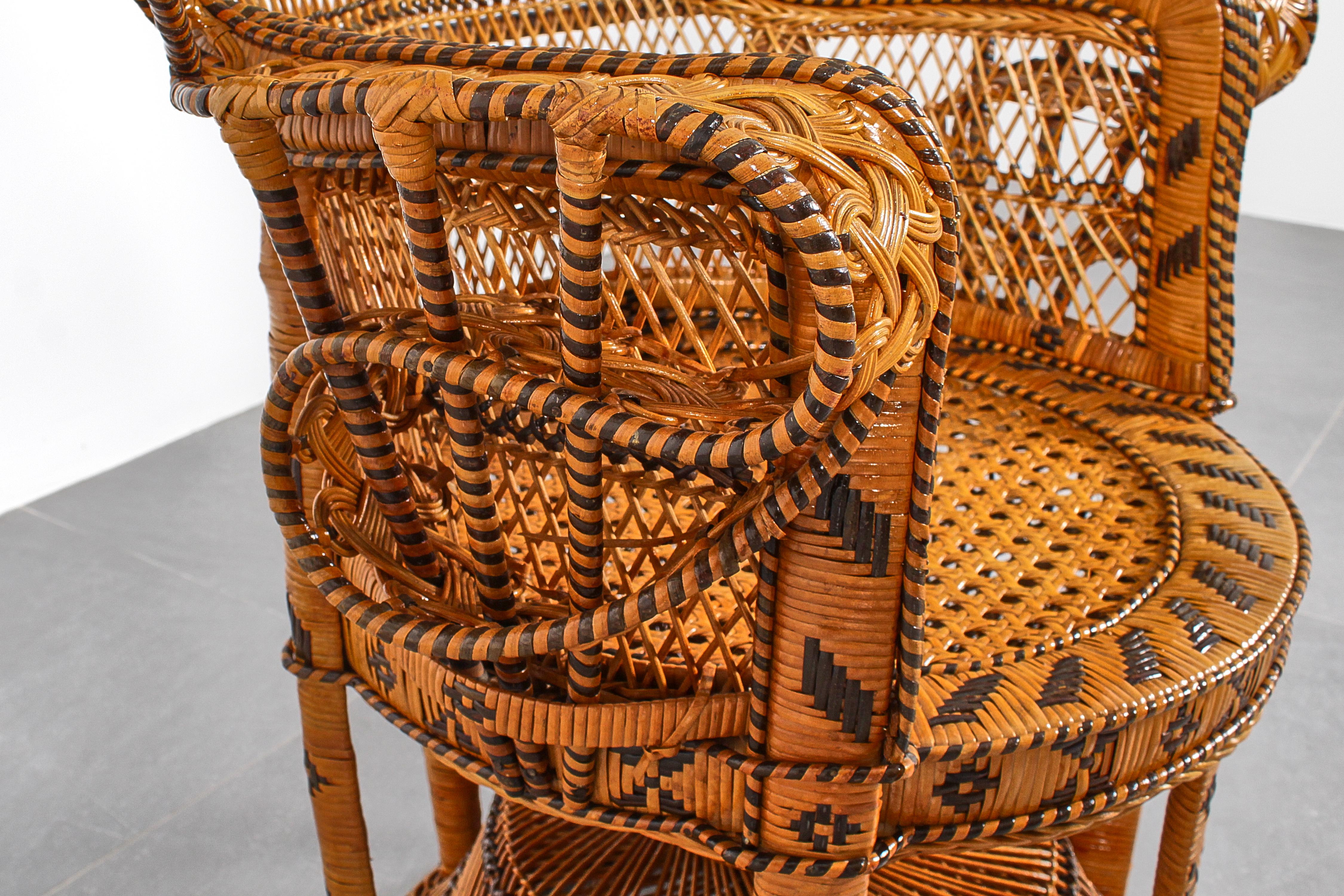 Wicker and Rattan Peacock Armchair model 