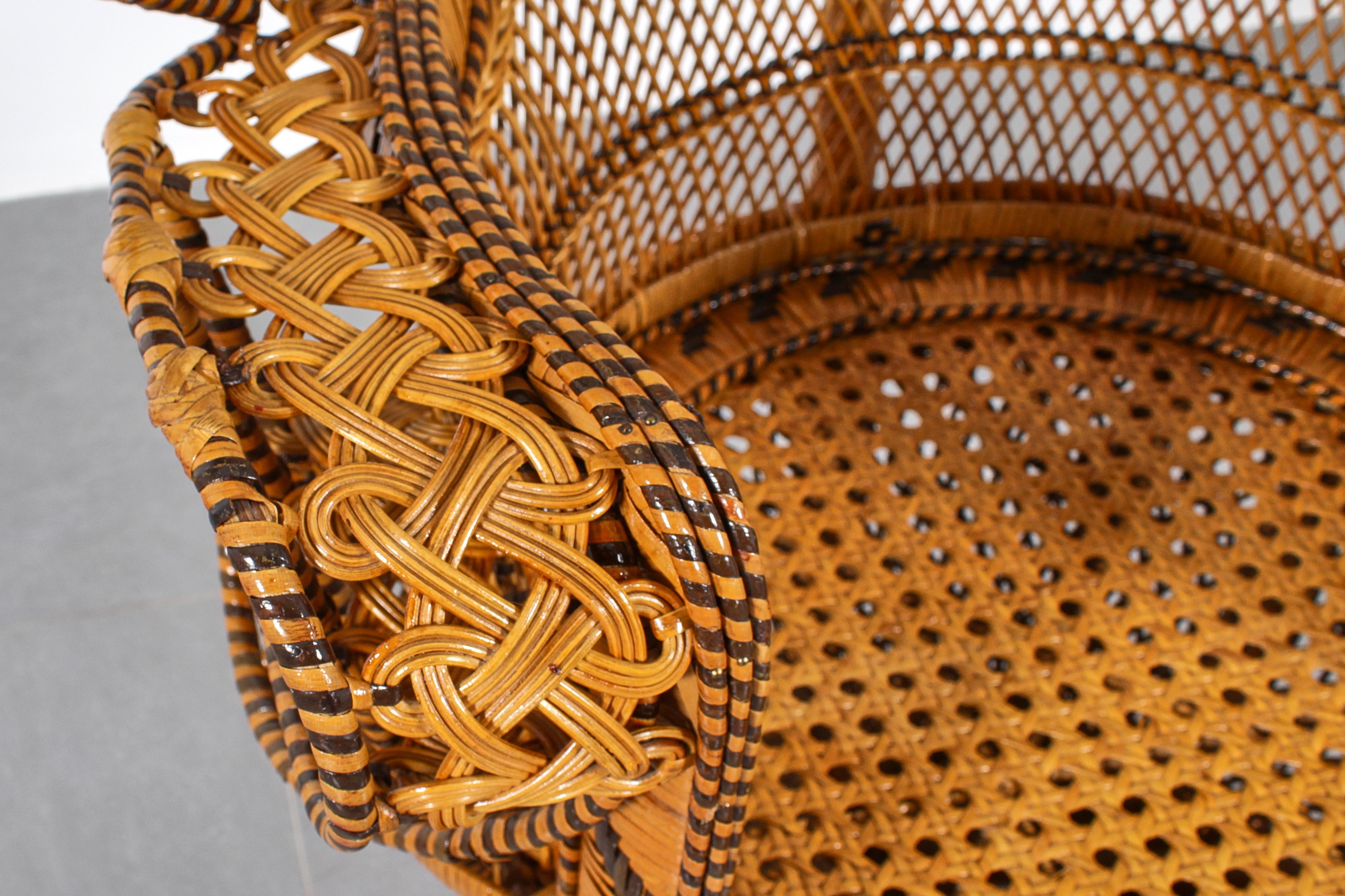 Wicker and Rattan Peacock Armchair model 