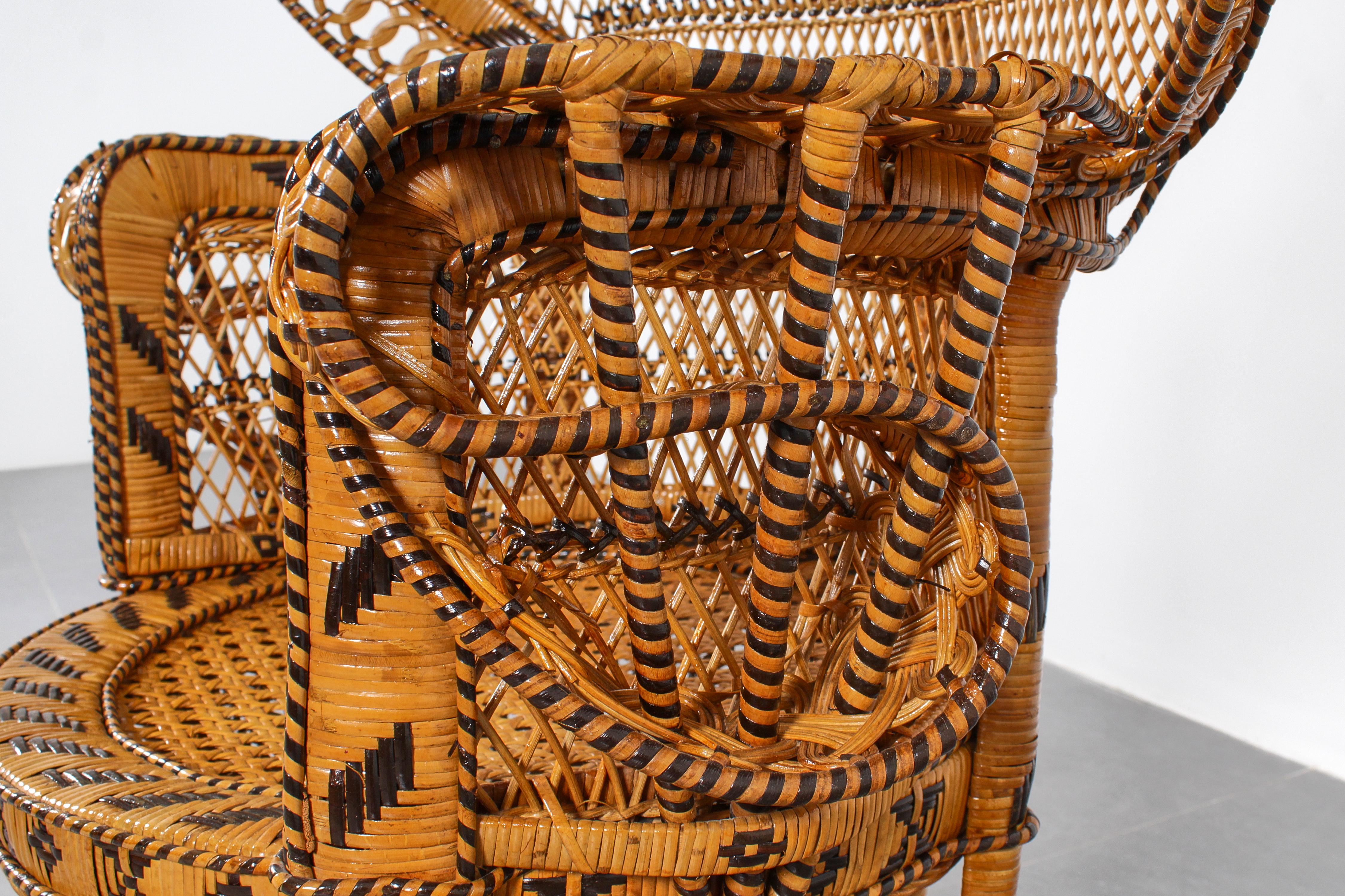 Wicker and Rattan Peacock Armchair model 