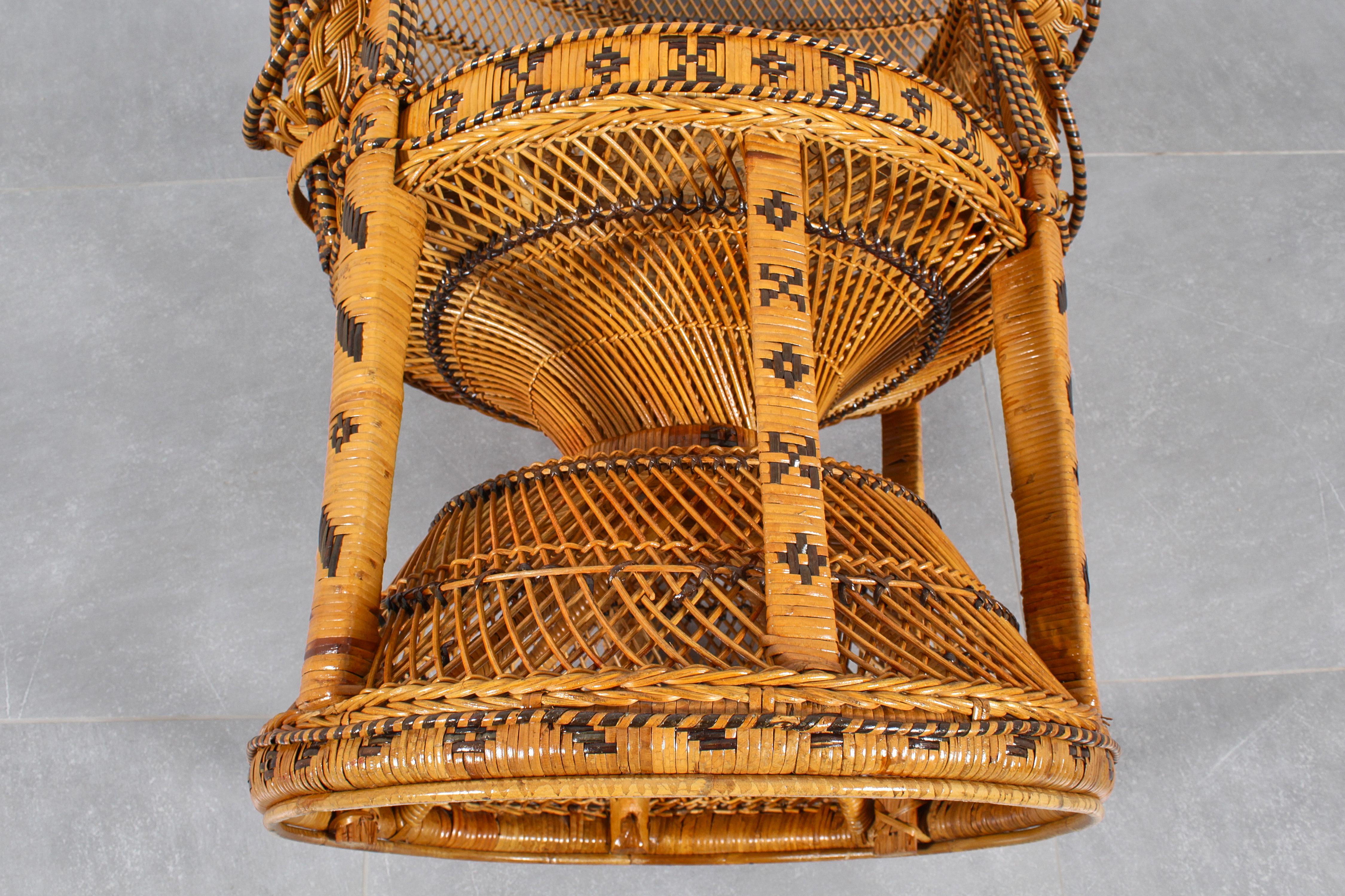 Wicker and Rattan Peacock Armchair model 
