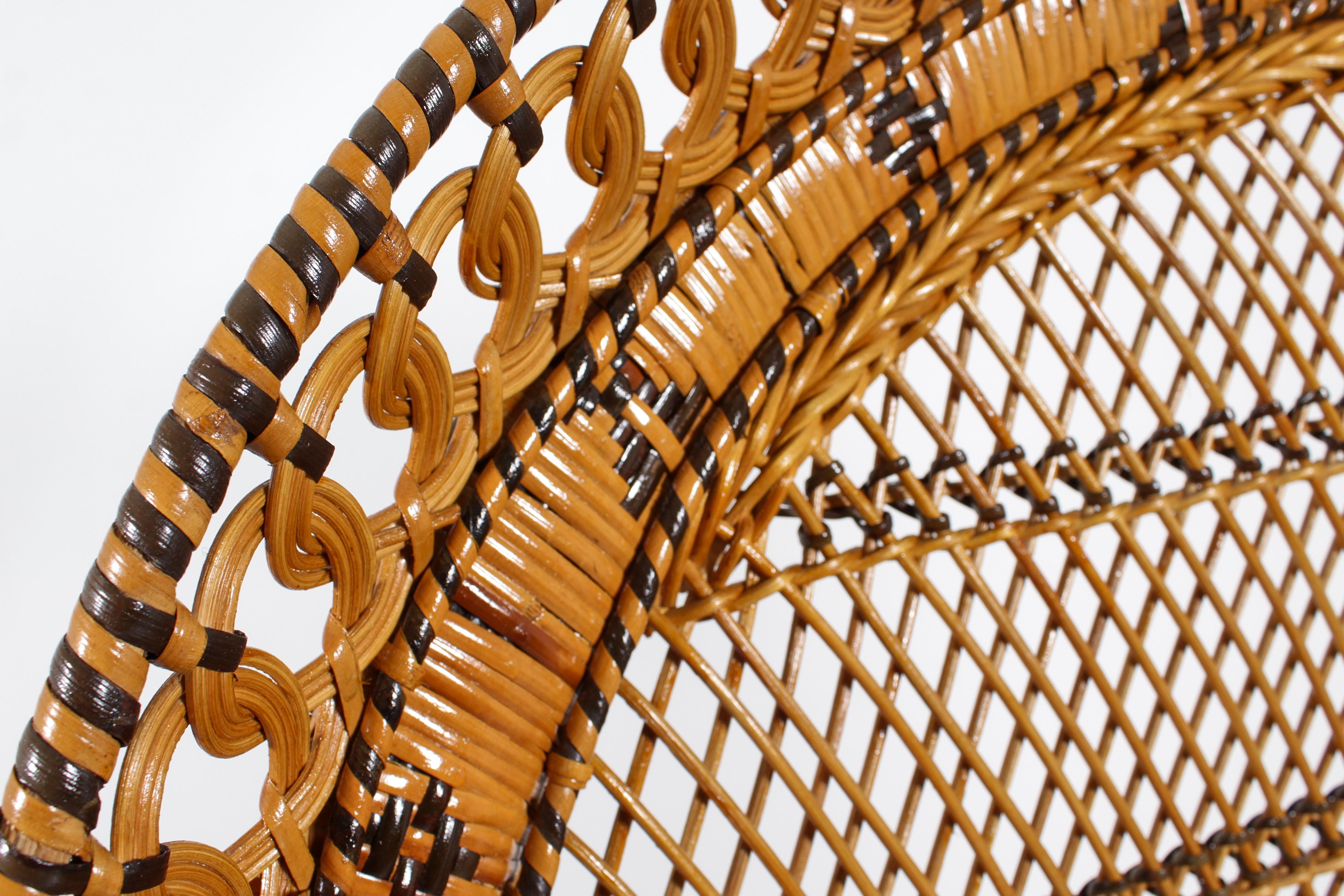 Wicker and Rattan Peacock Armchair model 