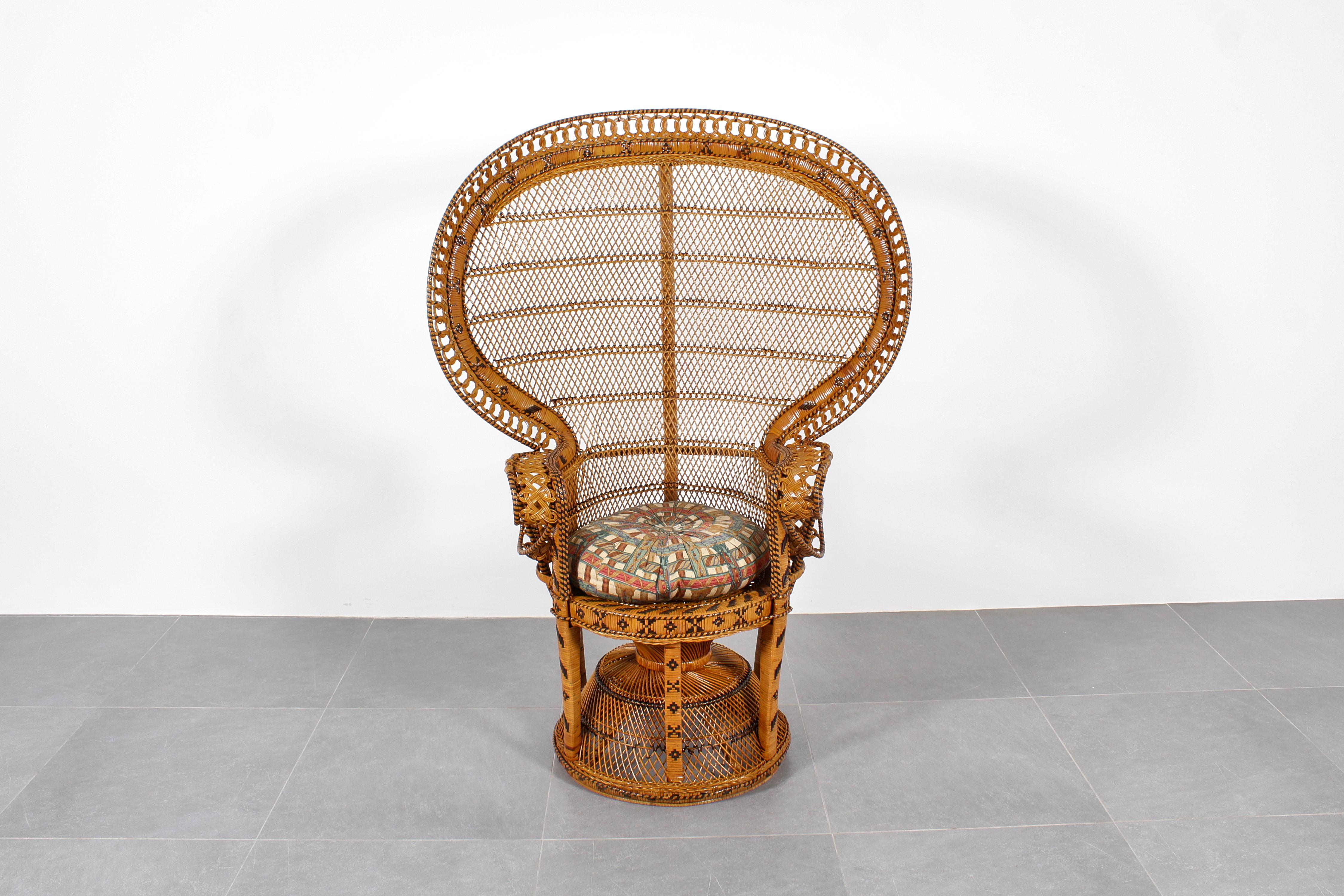 Wicker and Rattan Peacock Armchair model 