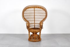 Wicker and Rattan Peacock Armchair model "Emanuelle" by KOK Maison 70s France