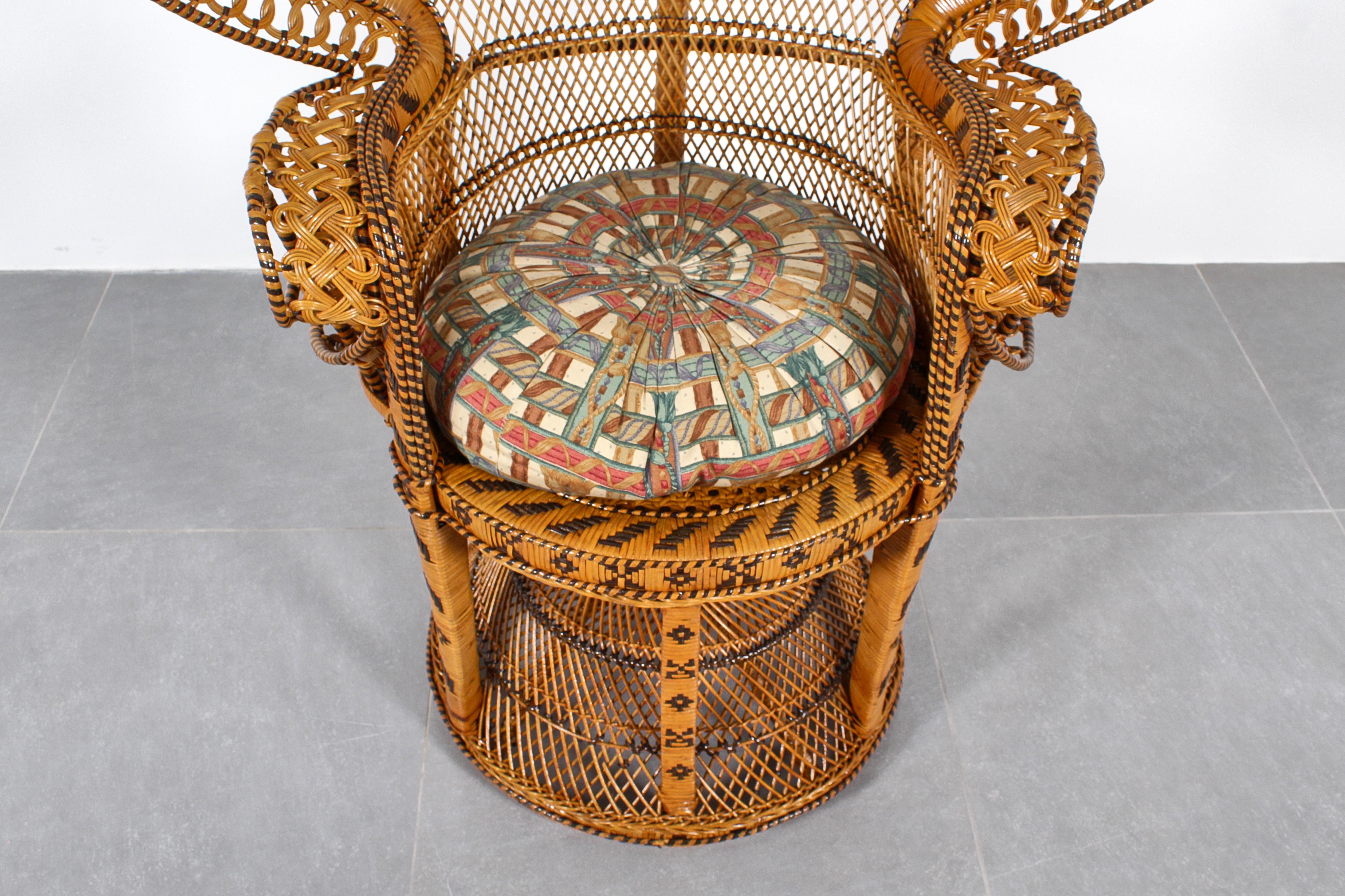 Wicker and Rattan Peacock Armchair model 