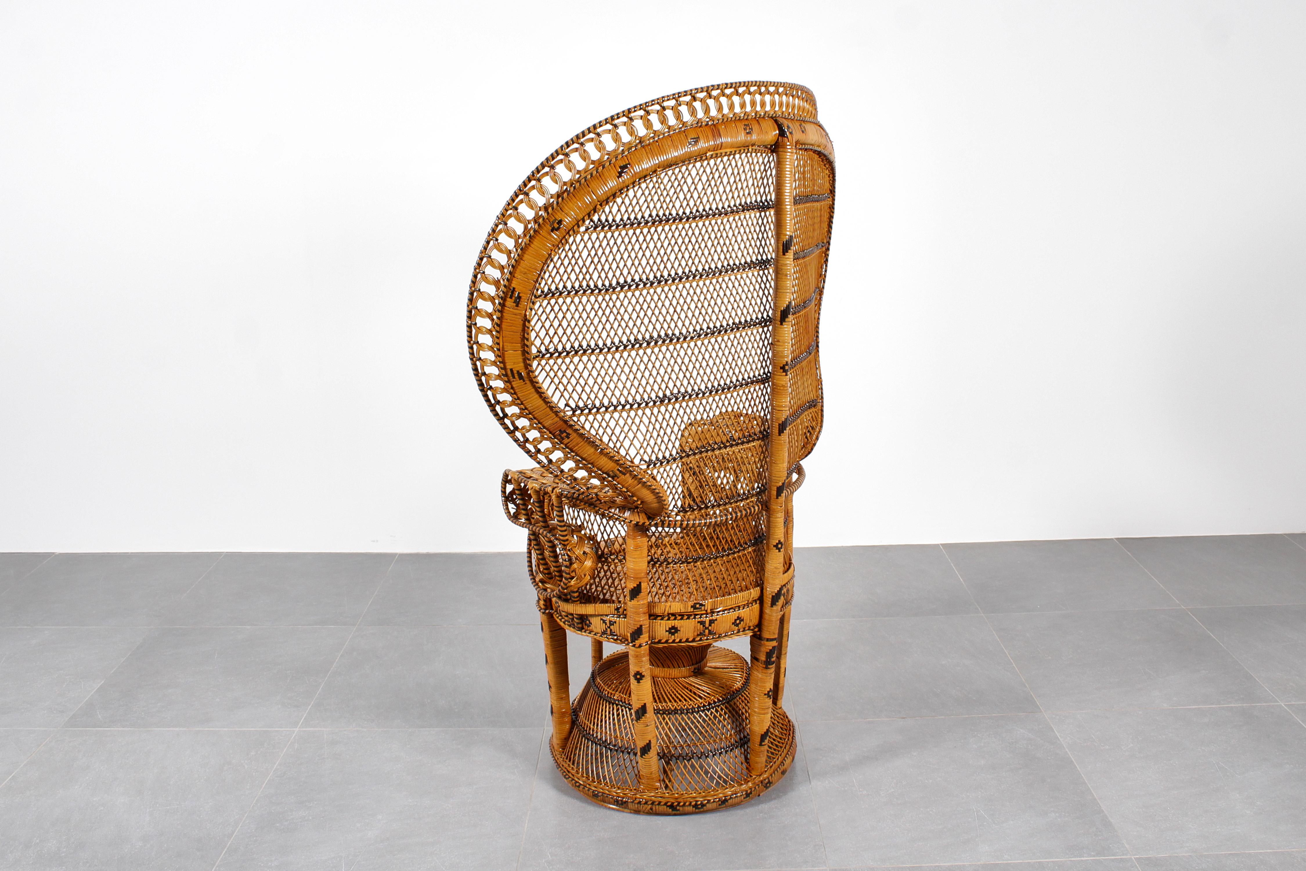 Wicker and Rattan Peacock Armchair model 