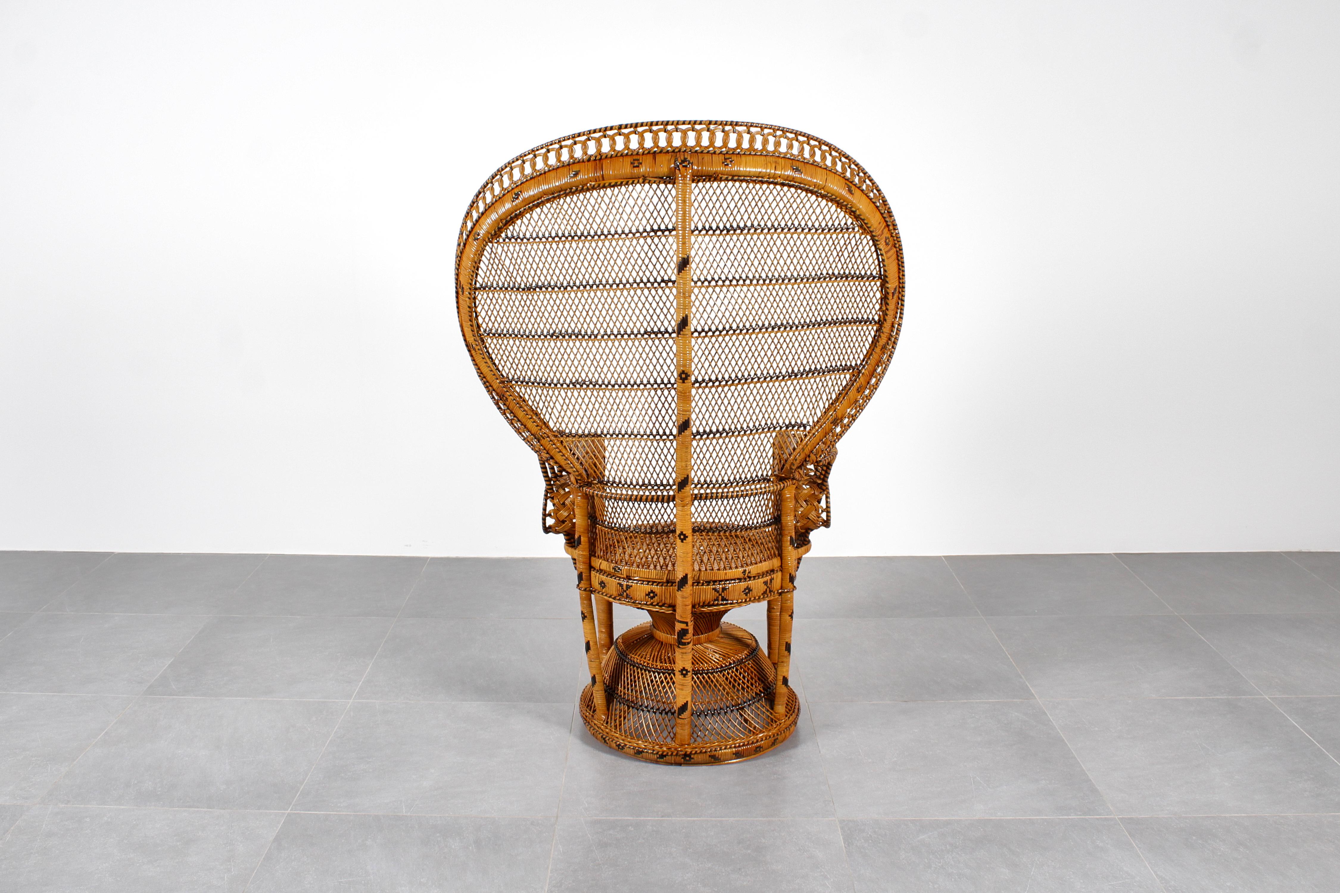 Late 20th Century Wicker and Rattan Peacock Armchair model 