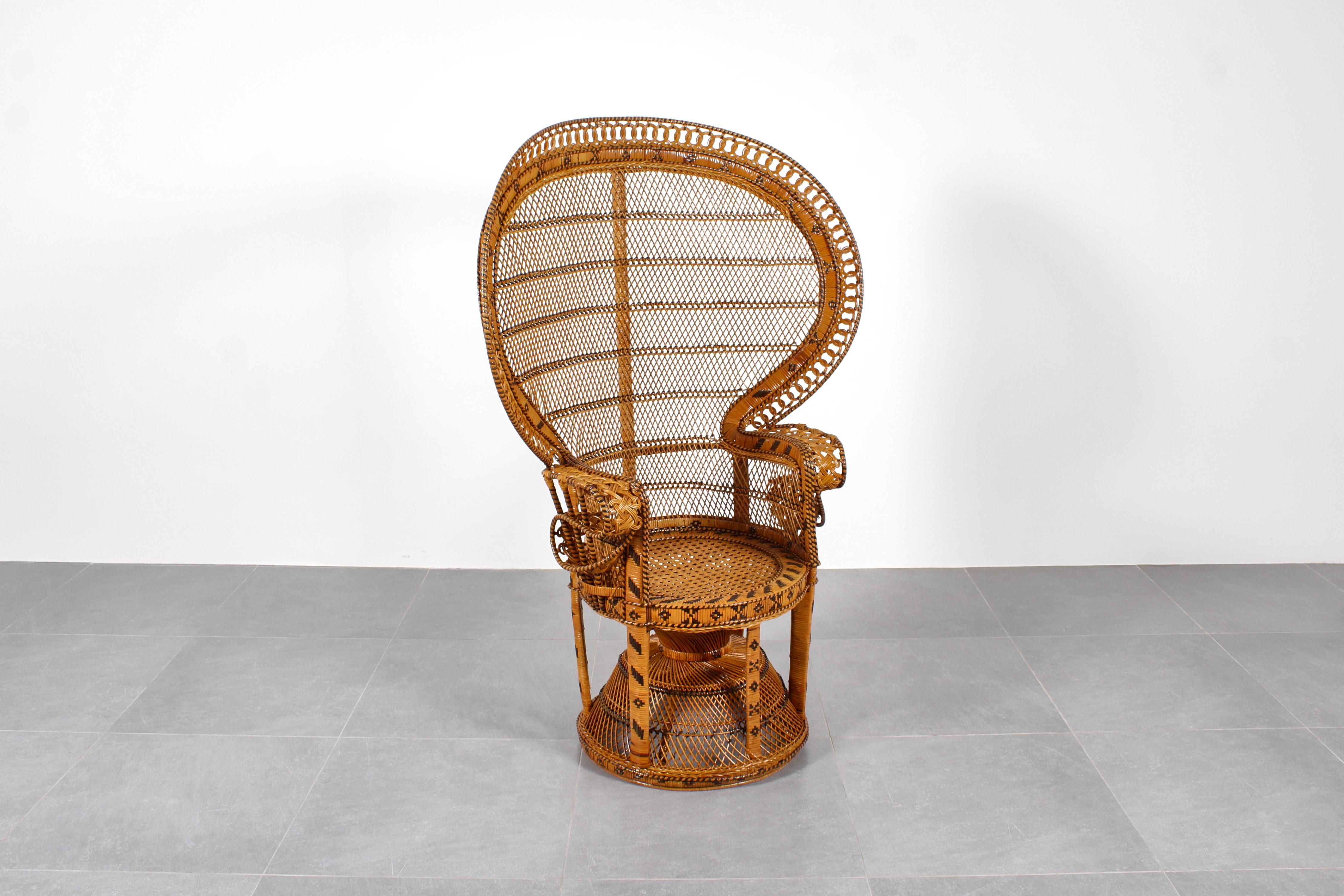 Wicker and Rattan Peacock Armchair model 