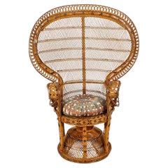 Wicker and Rattan Peacock Armchair model "Emanuelle" by KOK Maison 70s France