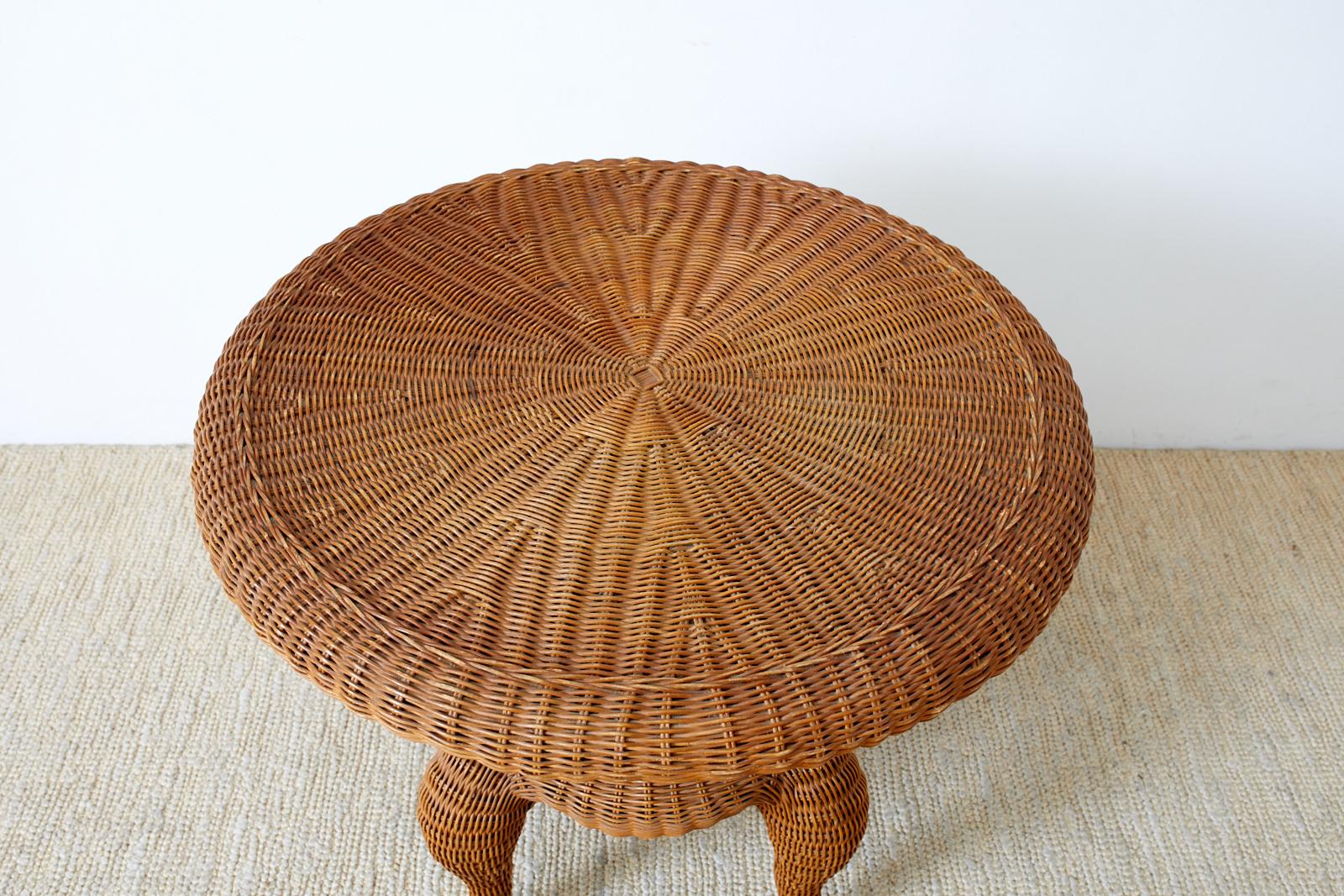 Wicker and Rattan Round Occasional or Center Table 1