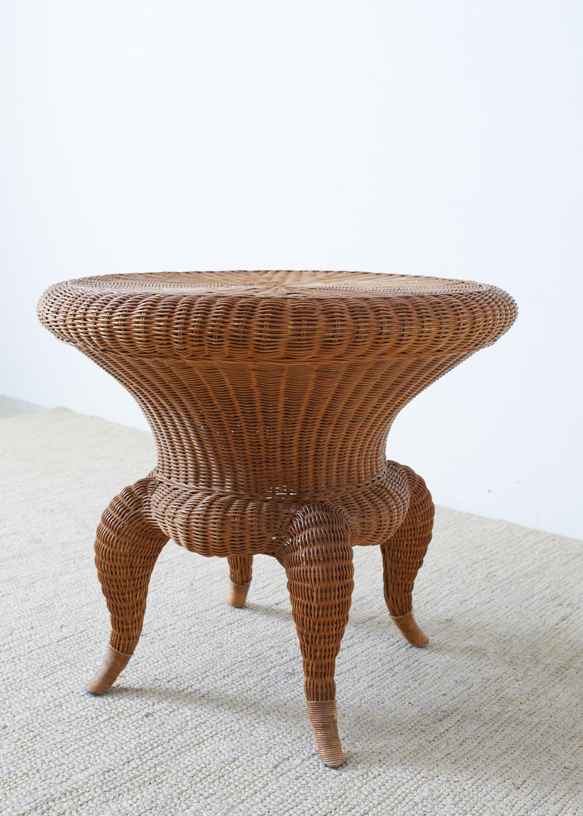 Wicker and Rattan Round Occasional or Center Table 2