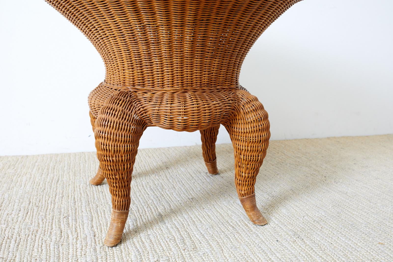 Organic Modern Wicker and Rattan Round Occasional or Center Table