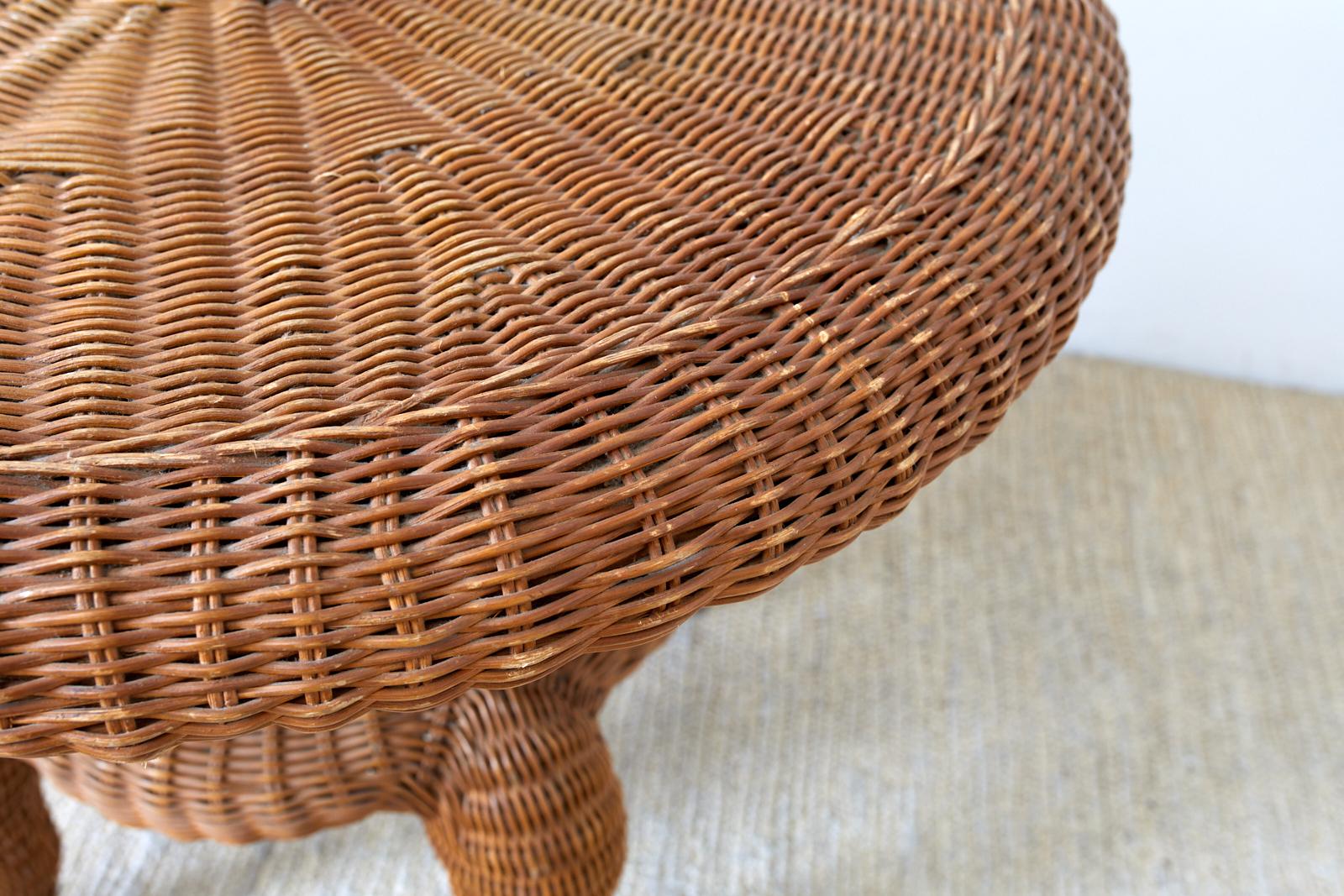 Hand-Crafted Wicker and Rattan Round Occasional or Center Table