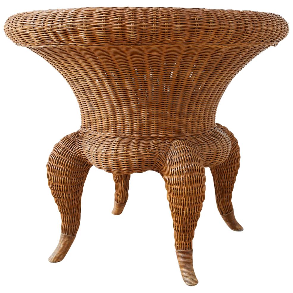 Wicker and Rattan Round Occasional or Center Table