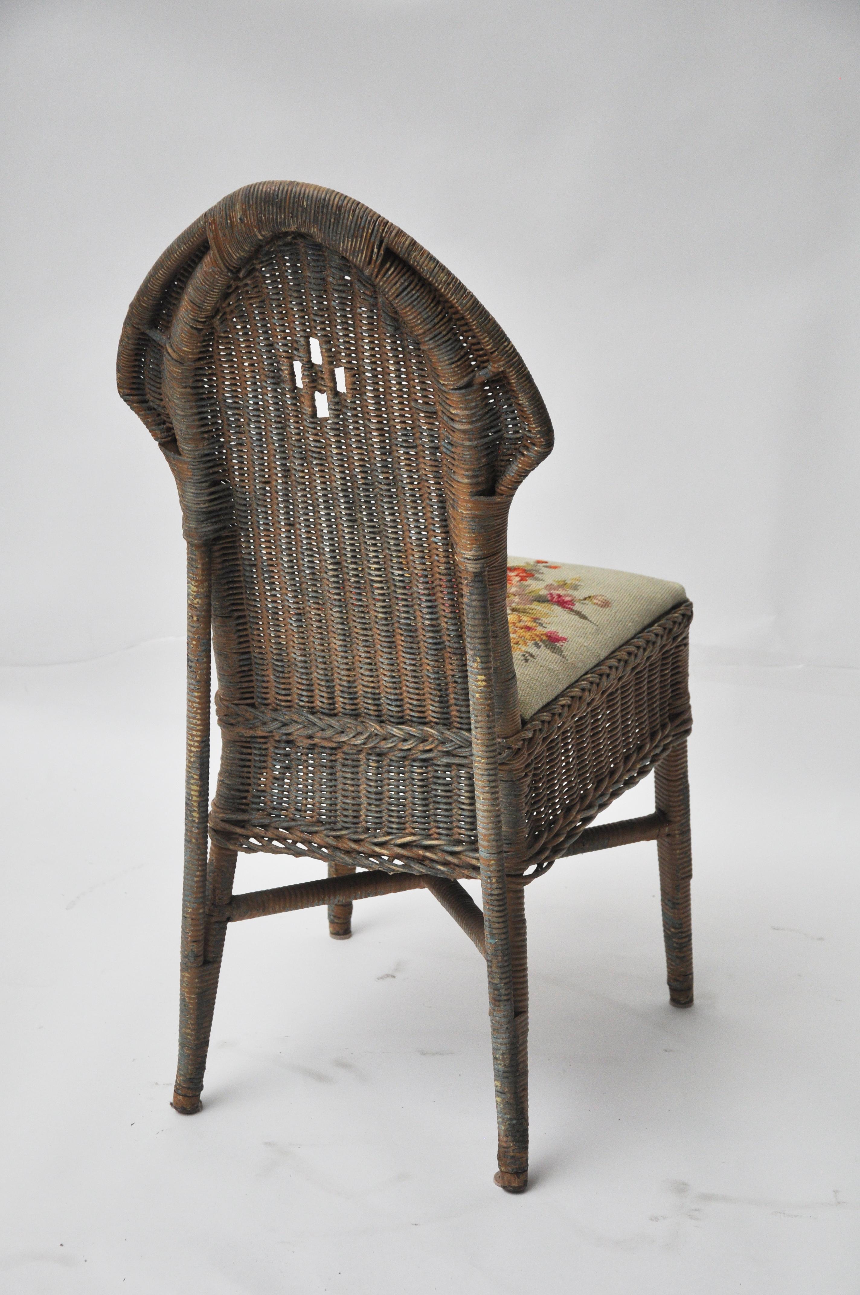 20th Century Wicker and Rattan Secretary Writing Desk with Matching Chair