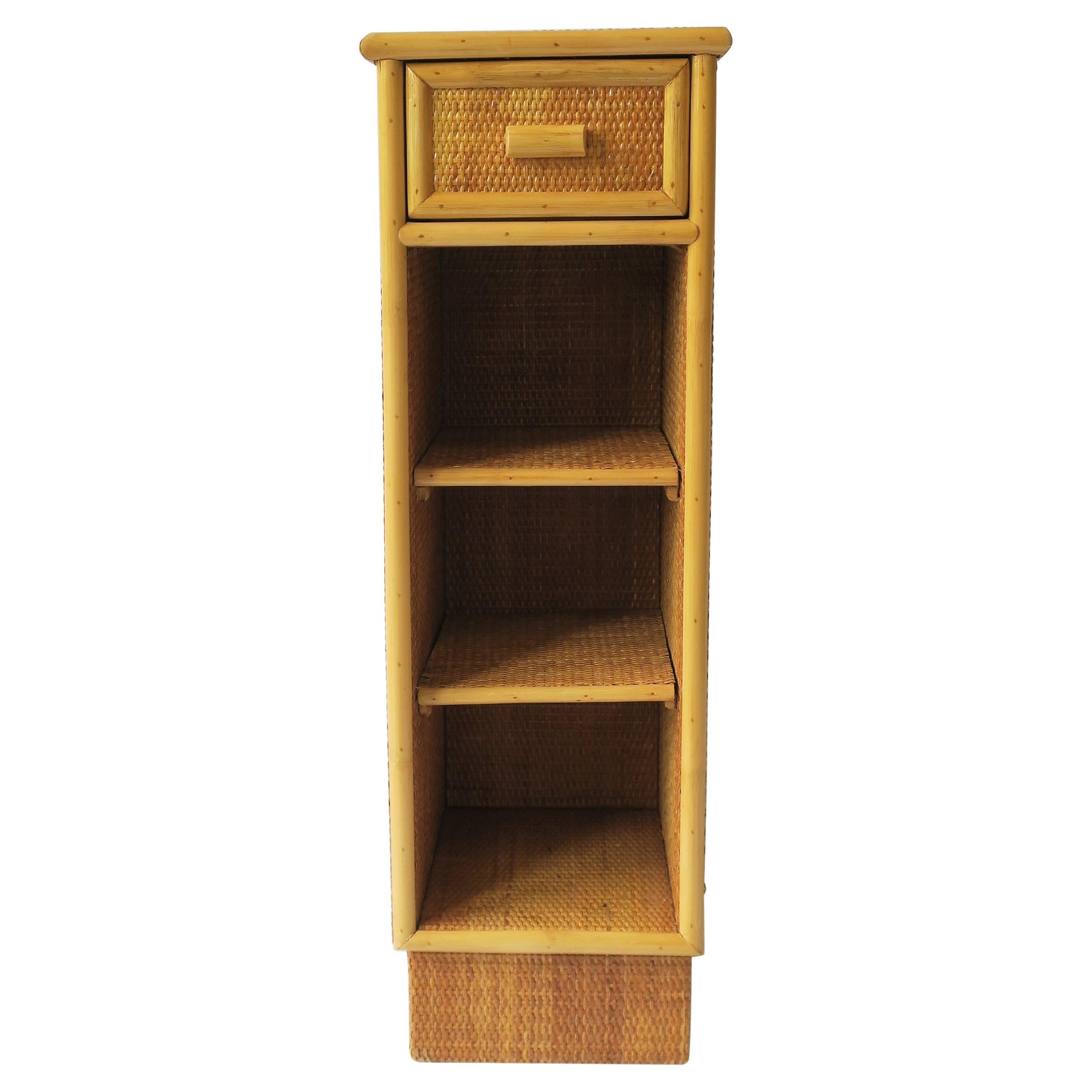 Vintage Red Wicker Rattan Bench with Storage at 1stDibs