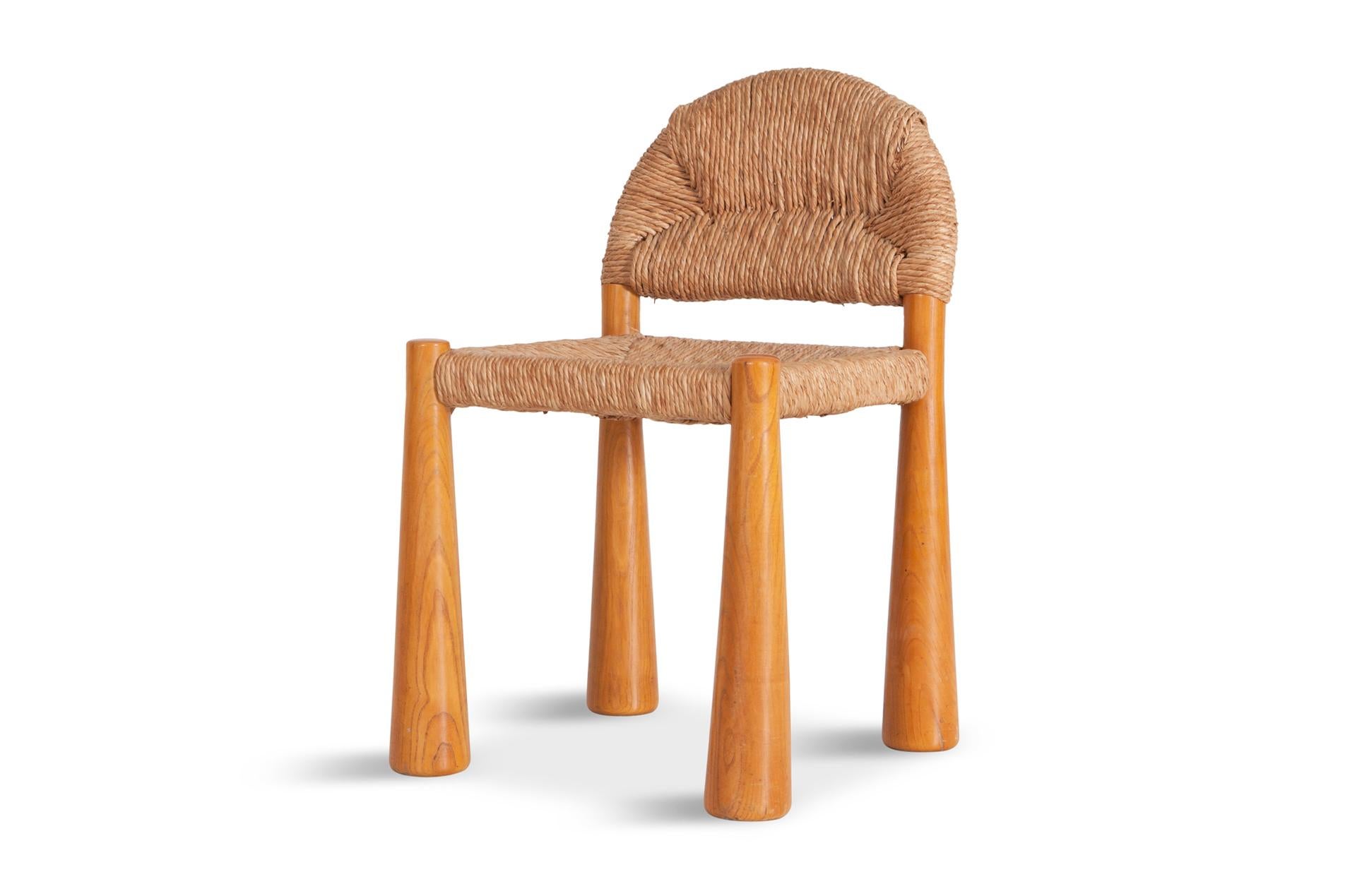 Wicker and Solid Pine Toscanolla Chairs by Alessandro Becchi for Giovanetti 1970 2