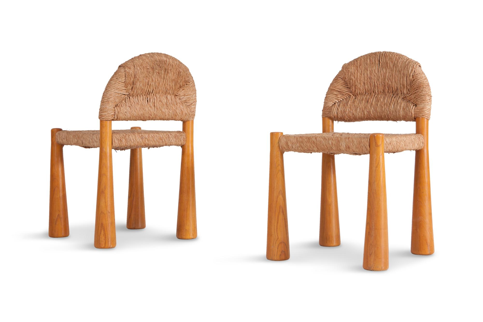 Wicker and Solid Pine Toscanolla Chairs by Alessandro Becchi for Giovanetti 1970 In Good Condition In Antwerp, BE