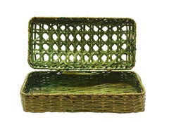 Wicker and Vienna Straw Jewelry Basket, Italy 1960s