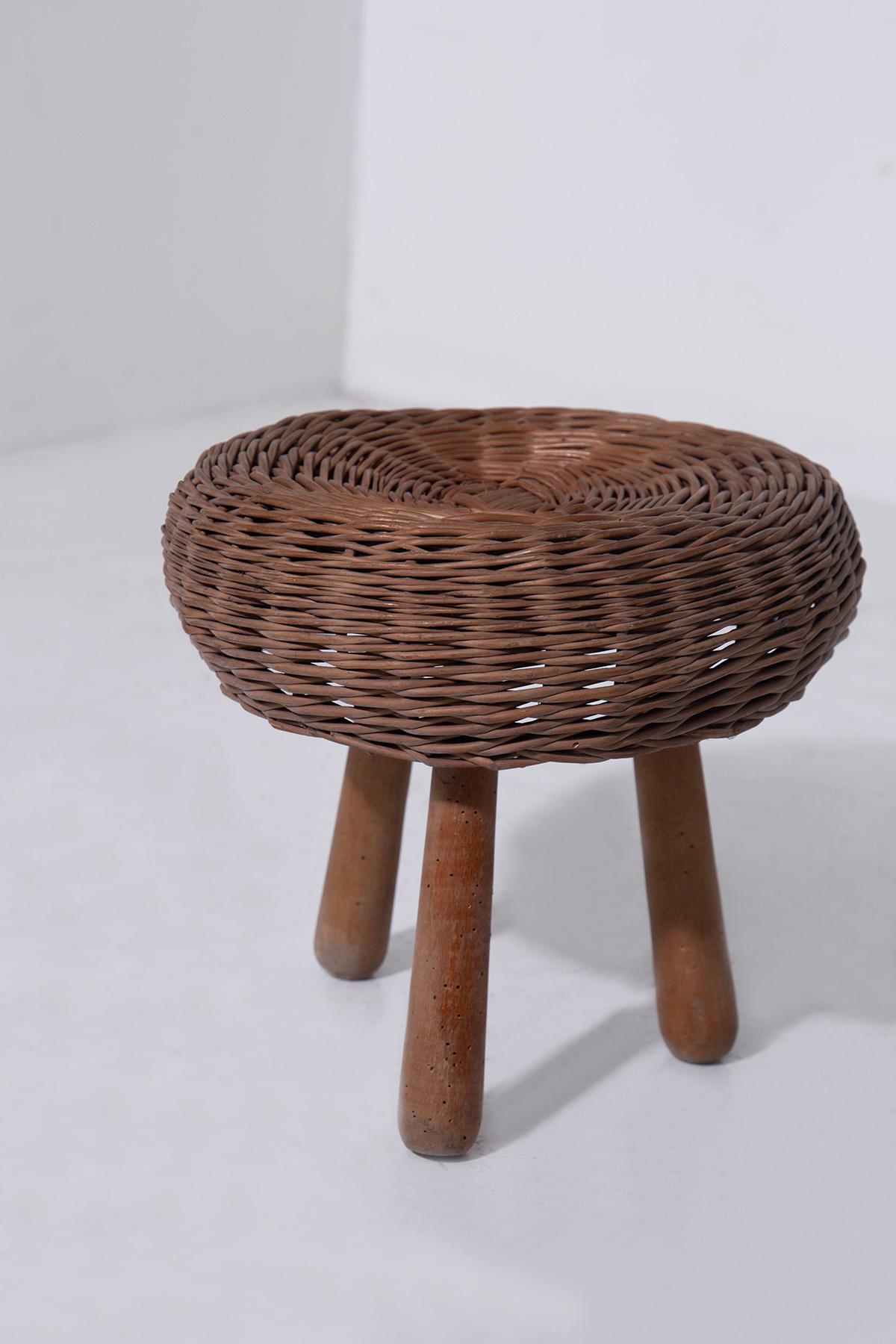Mid-Century moderno Wicker and Wood Couple Stools by Tony Paul in vendita