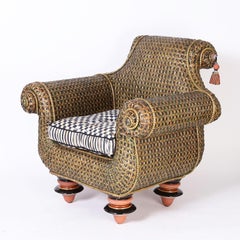 Wicker Armchair and Ottoman by Mackenzie Childs
