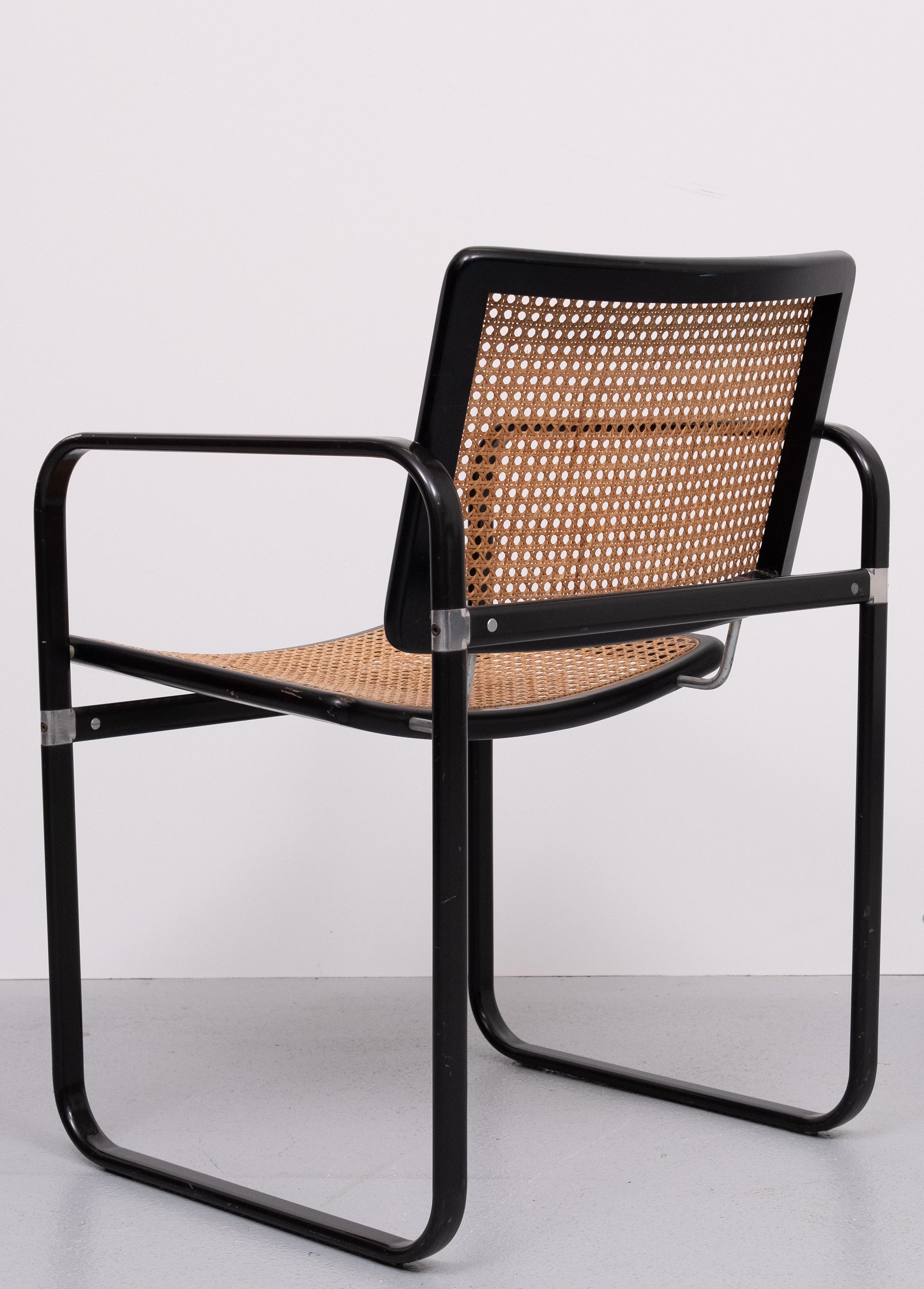 Mid-Century Modern Wicker armchair Marcel Breuer style 1970s Italy For Sale