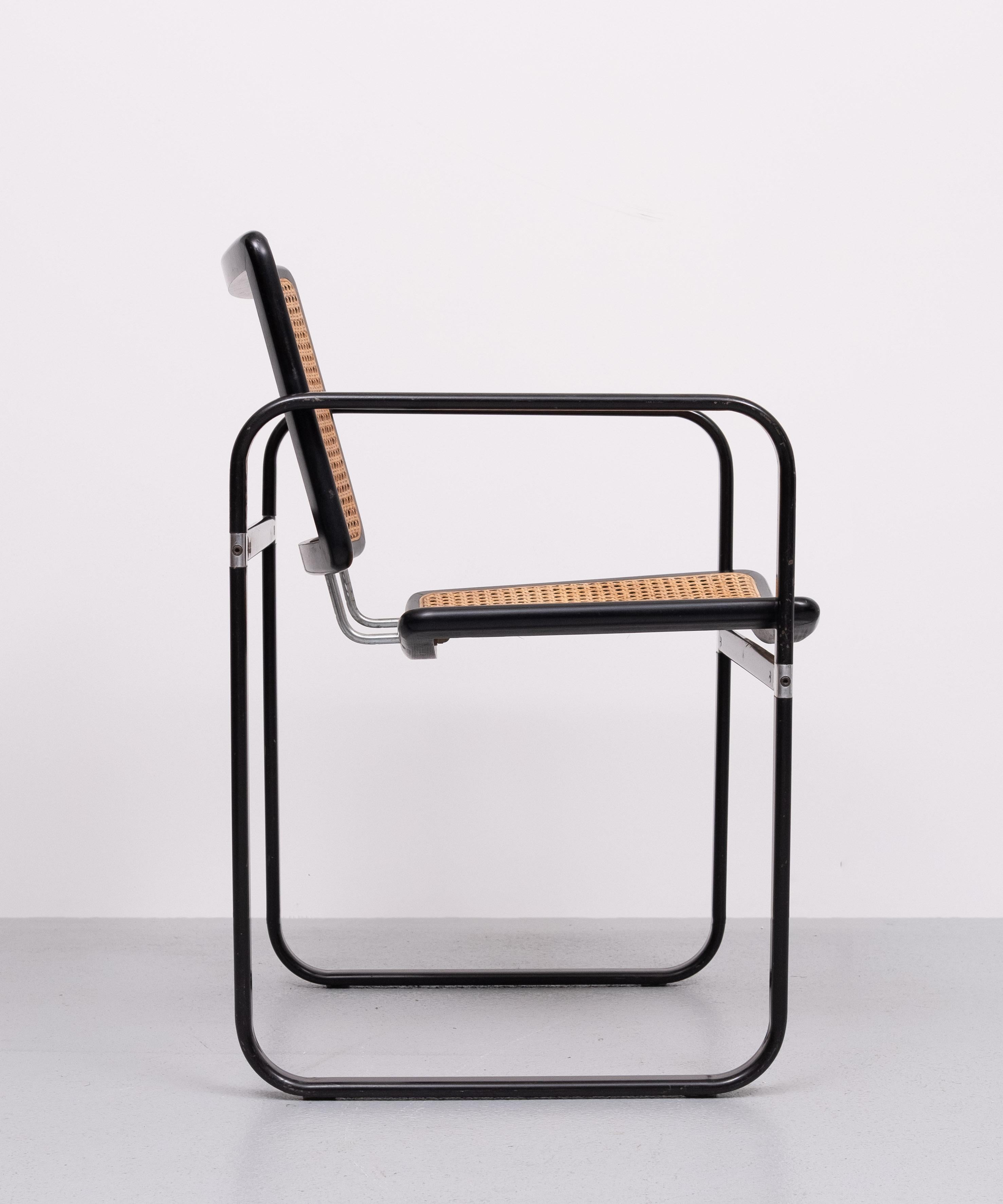 Italian Wicker armchair Marcel Breuer style 1970s Italy For Sale