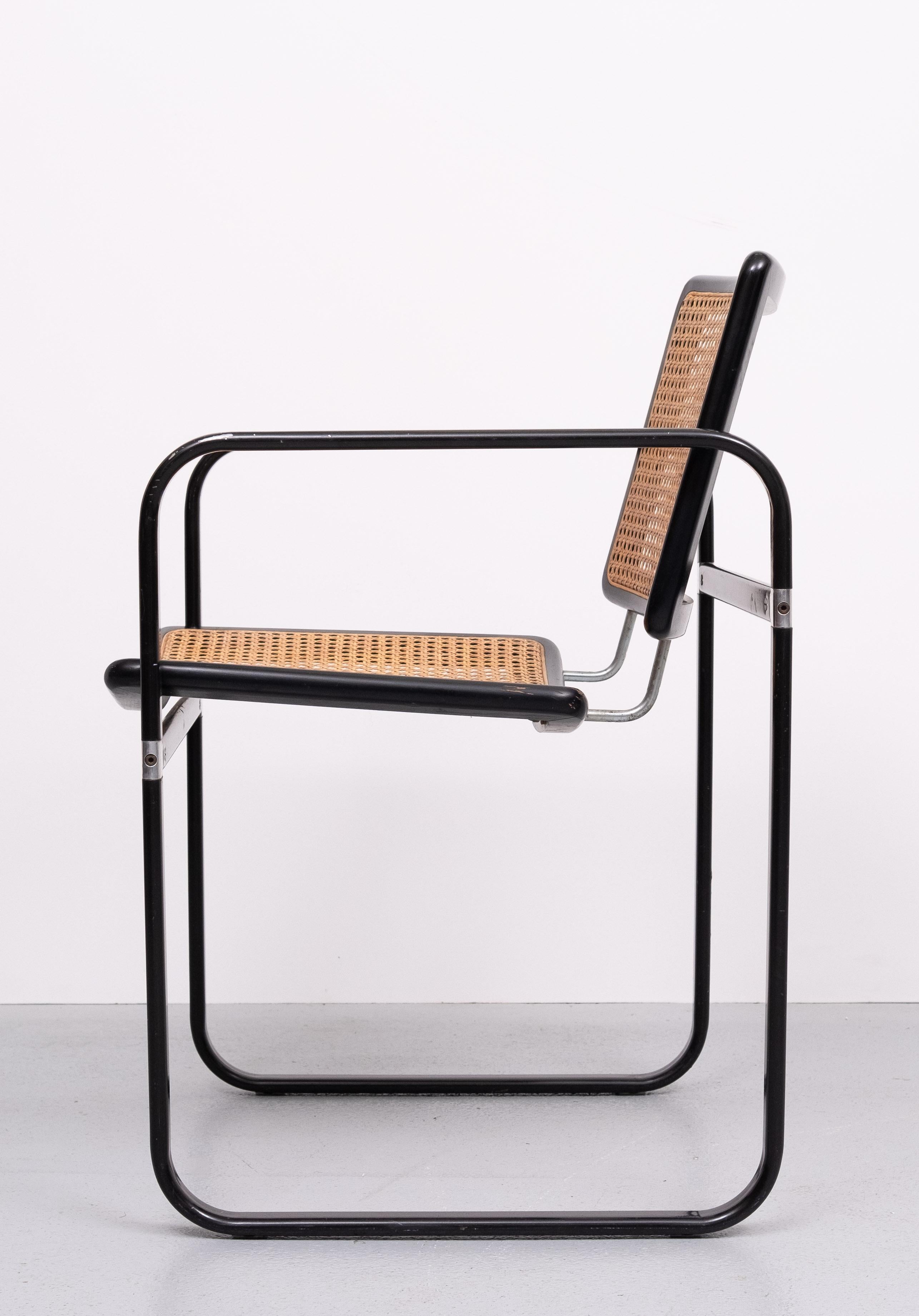 Late 20th Century Wicker armchair Marcel Breuer style 1970s Italy For Sale
