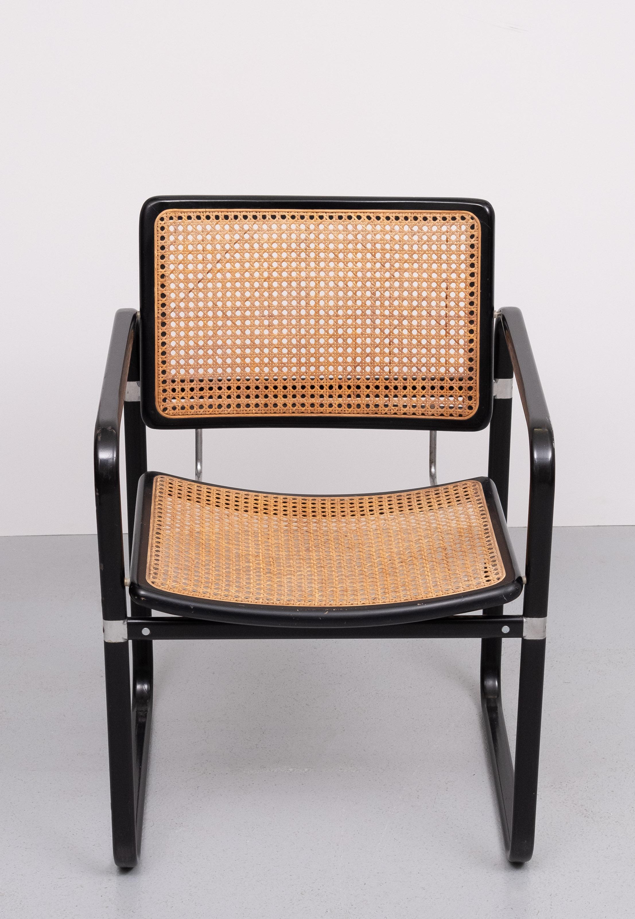 Wicker armchair Marcel Breuer style 1970s Italy For Sale 1