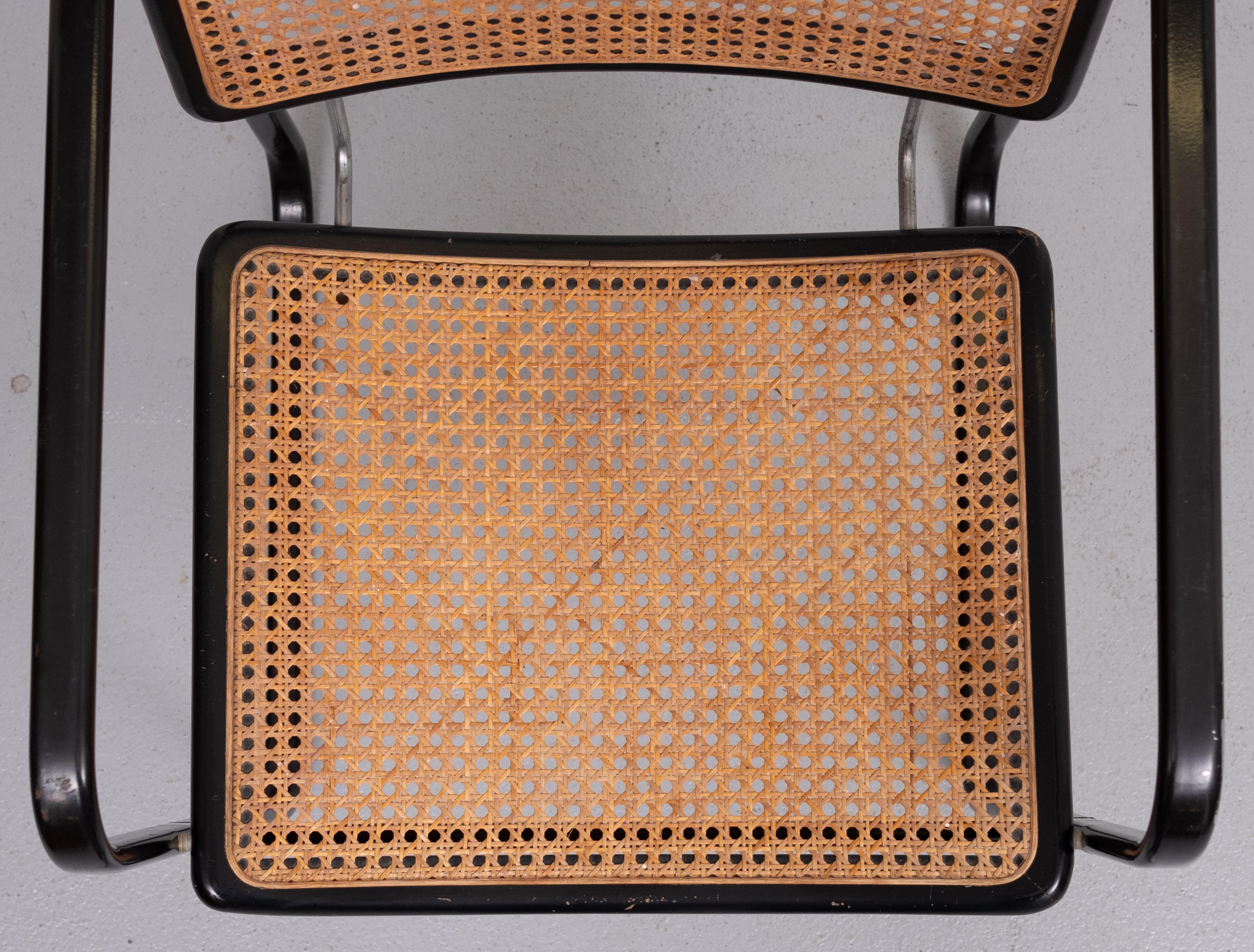 Wicker armchair Marcel Breuer style 1970s Italy For Sale 2