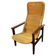Wicker armchair on solid wengé frame by Dirk van Sliedregt, 1965.