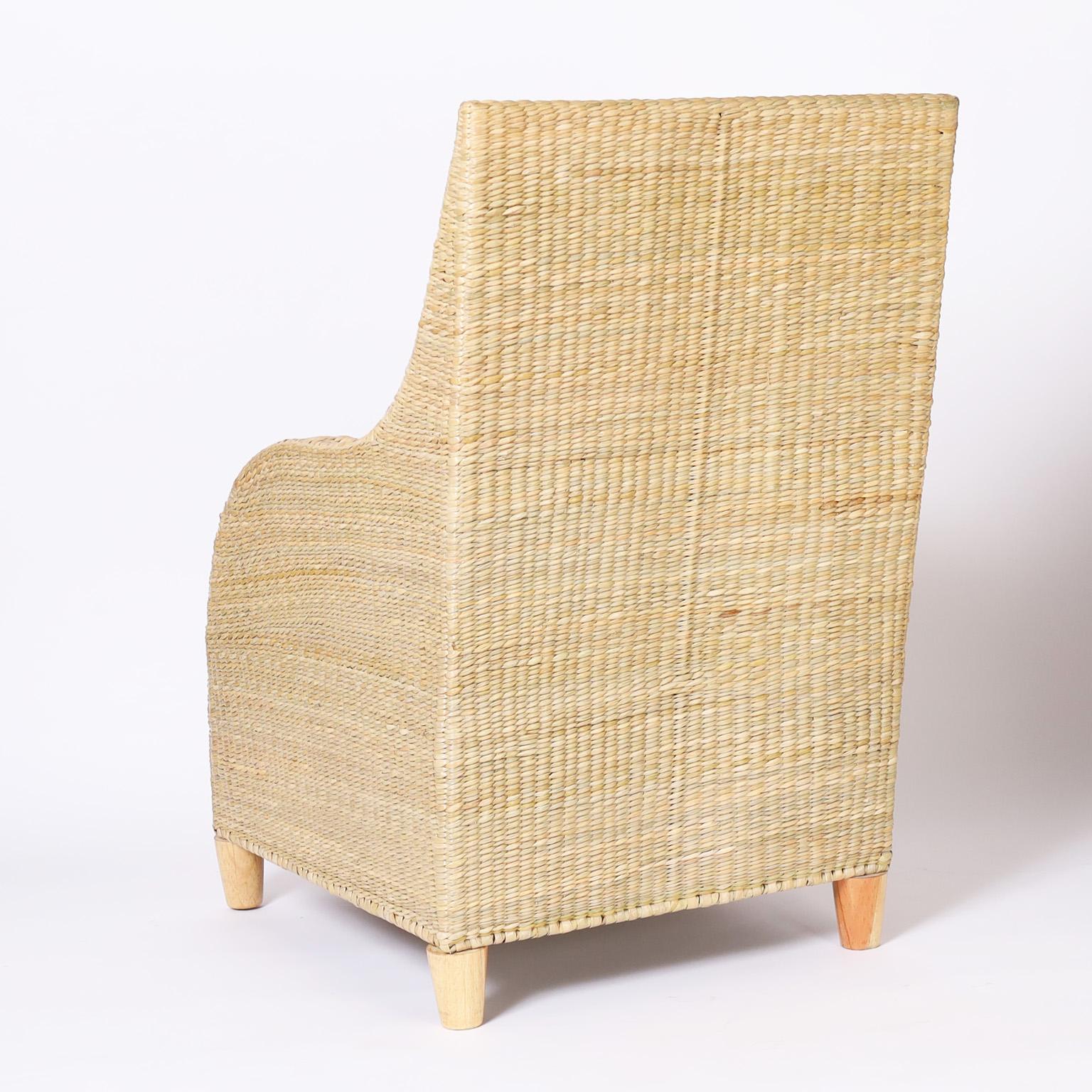 Hand-Woven Wicker Armchairs from the FS Flores Collection, Priced Individually For Sale