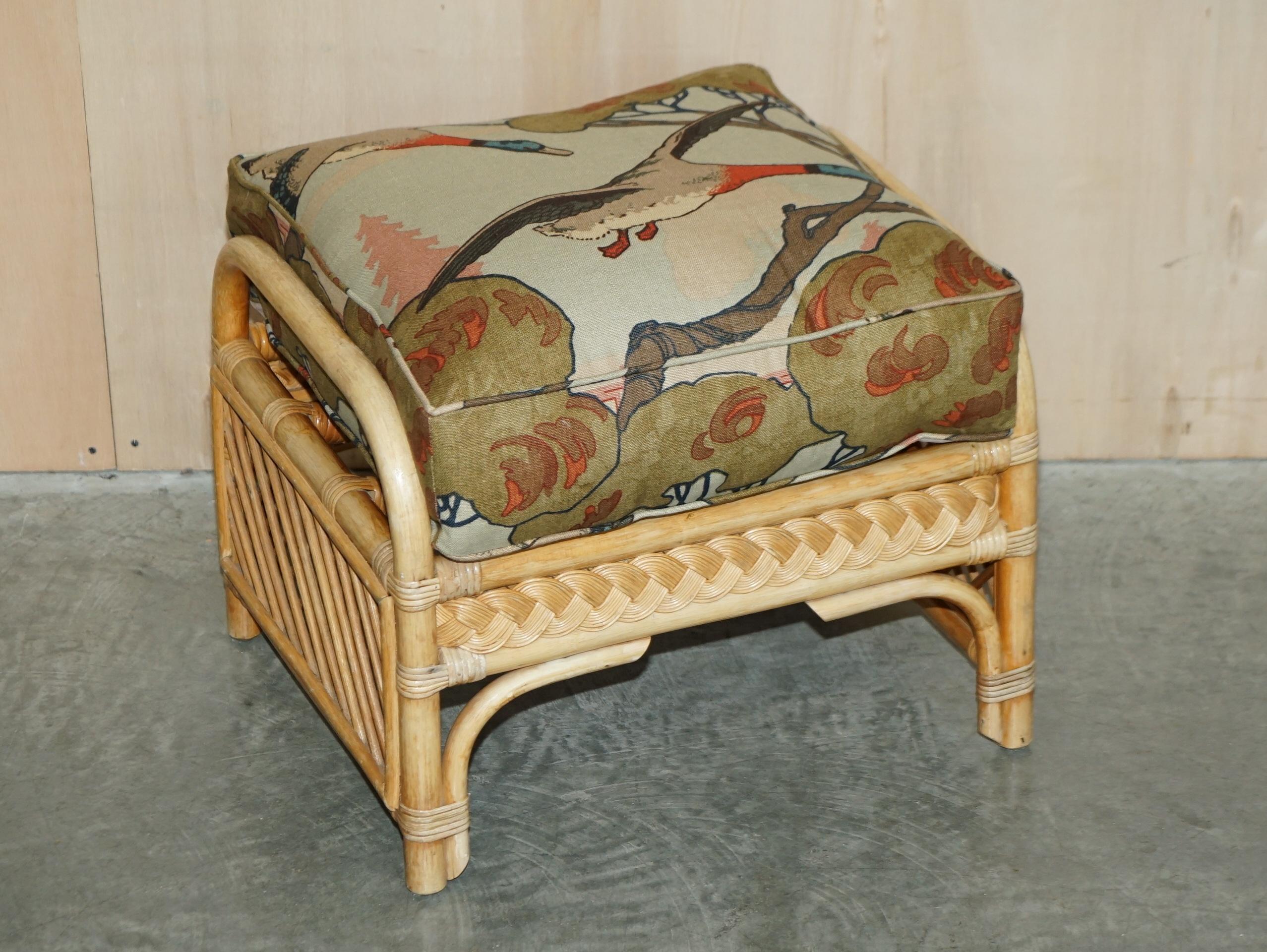 WICKER ARMCHAIRS STOOL TABLE SUITE UPHOLSTERED WiTH MULBERRY FLYING DUCKS FABRIC For Sale 9