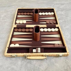 Wicker Backgammon Travel Set, 1960s