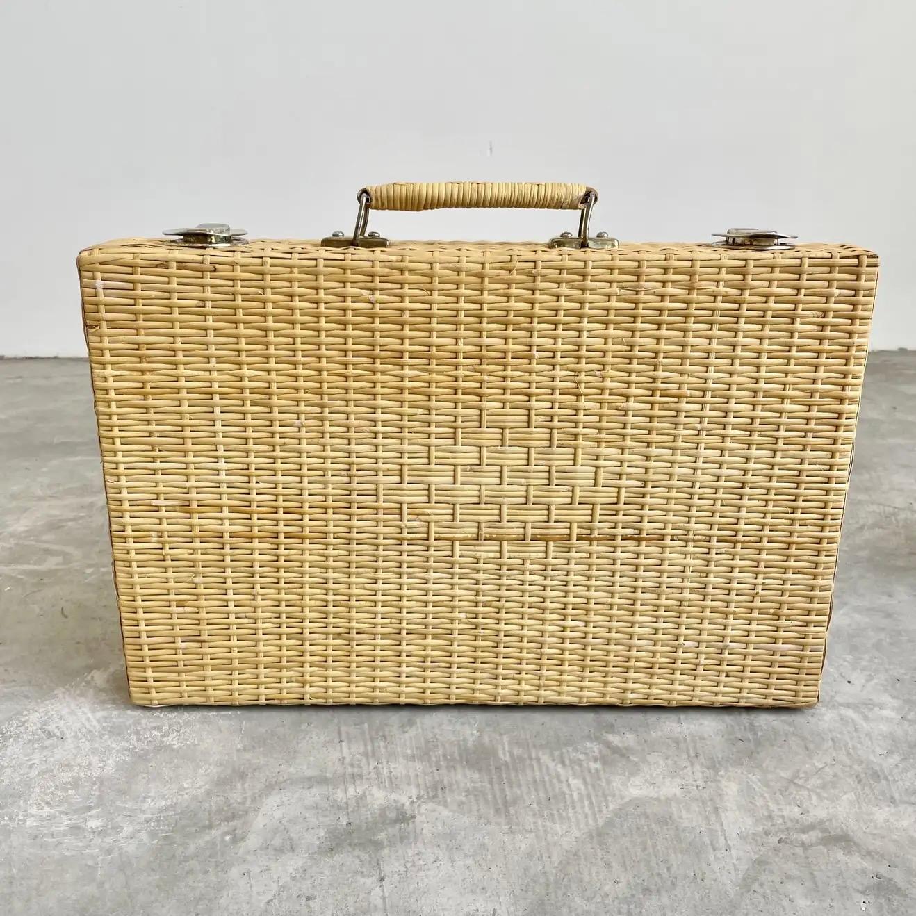 Mid-Century Modern Wicker Backgammon Travel Set, 1960s