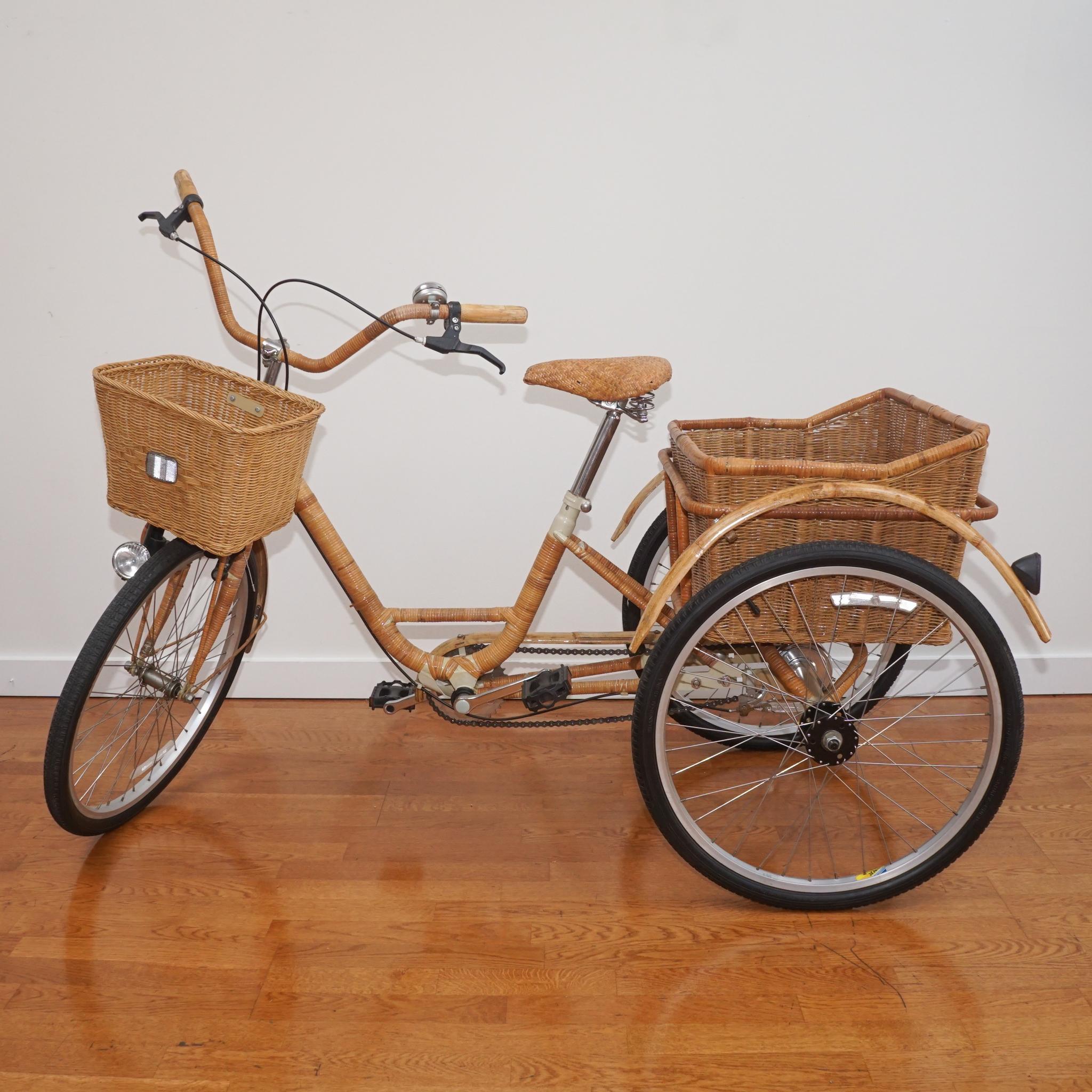 Metal Wicker & Bamboo Adult Tricycle For Sale