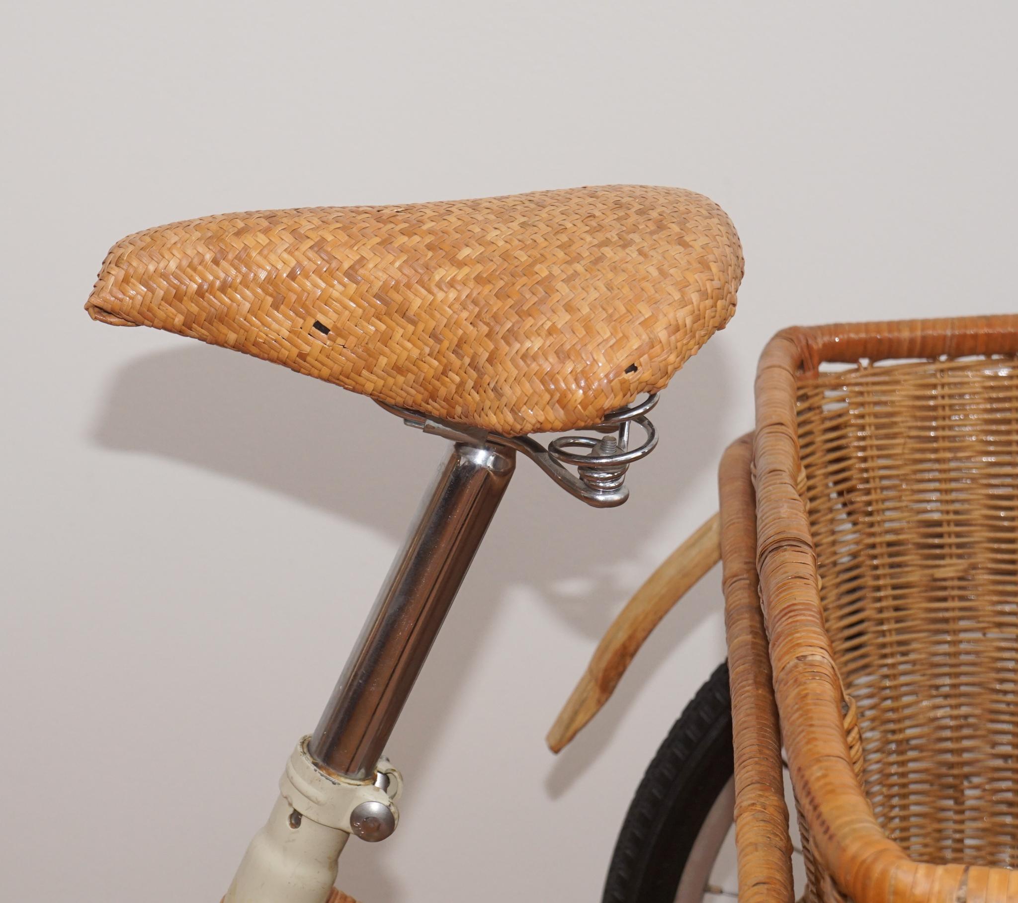 Hand-Crafted Wicker & Bamboo Adult Tricycle For Sale