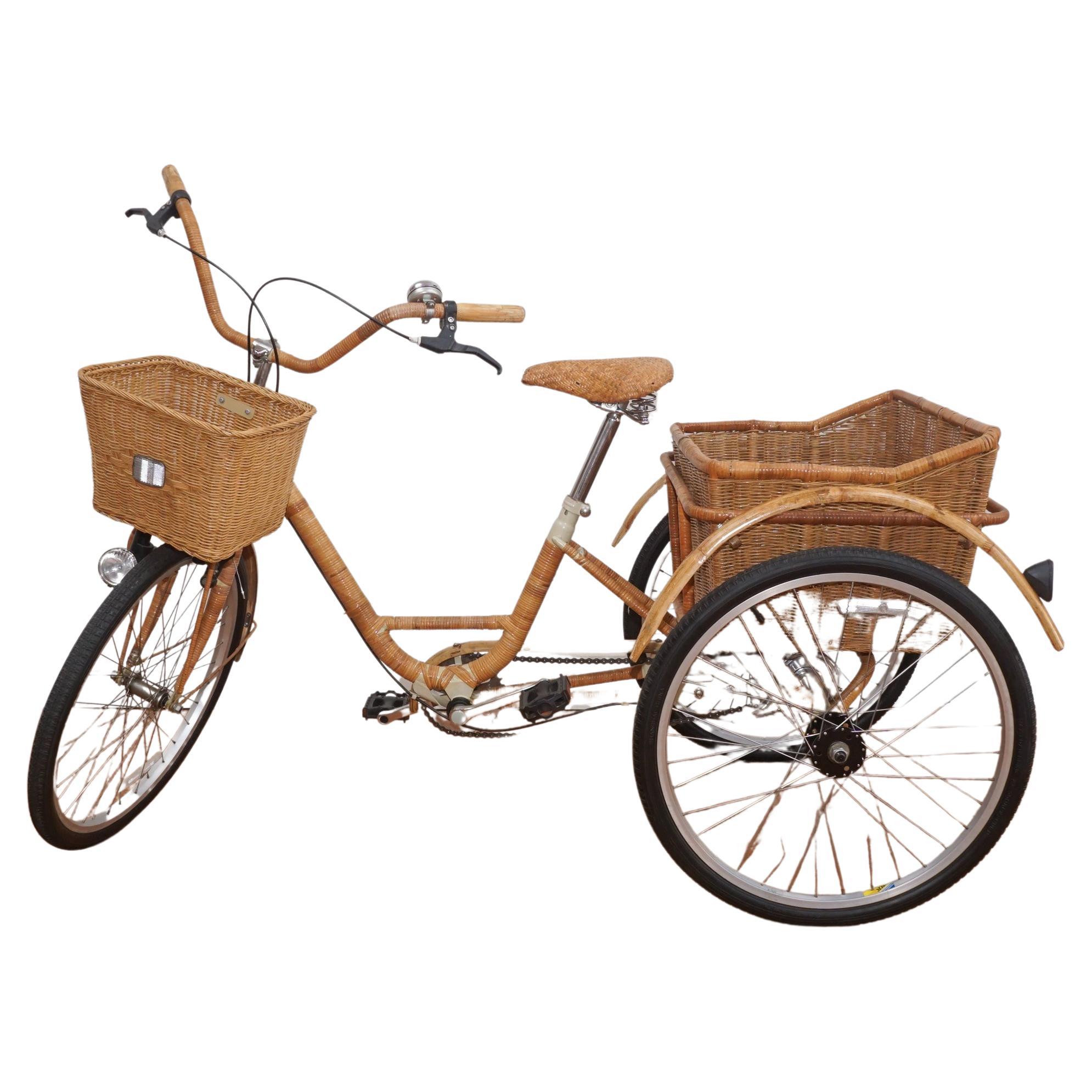 Tricycle adulte en osier et bambou