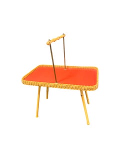 Wicker, Bamboo and wood Bar, Breakfast or Tea Tray Table, German, 1950s