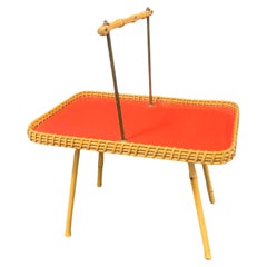 Wicker, Bamboo and wood Bar, Breakfast or Tea Tray Table, German, 1950s