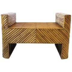 Wicker Bamboo Bench or Ottoman