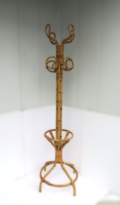 Wicker Bamboo Coat Rack Stand