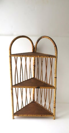 Weiden-Bambus-Eckregal für Wand oder Boden Étagère