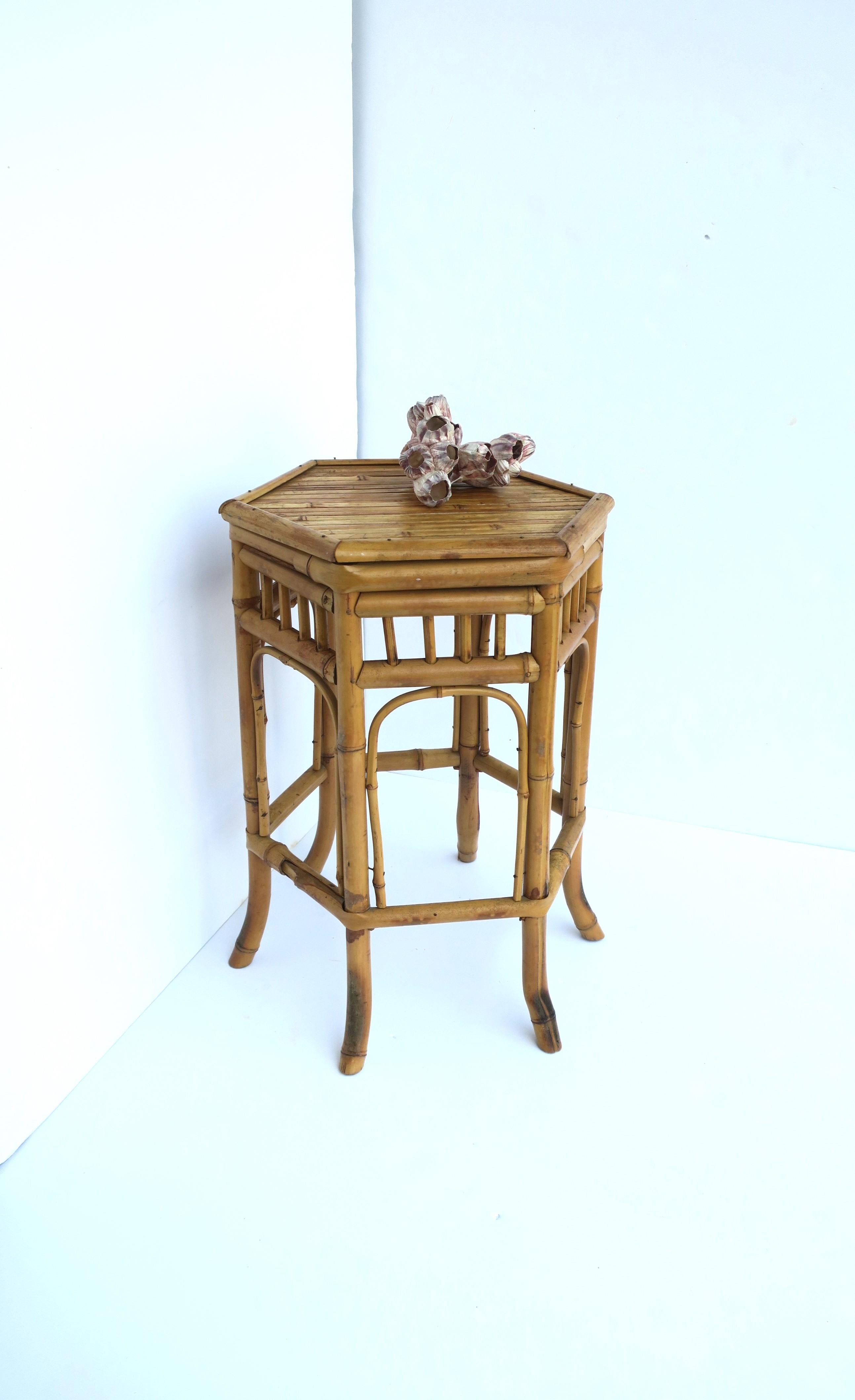 Wicker Bamboo Drink, Side, or End Table in the Chinoiserie Style 2