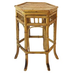 Retro Wicker Bamboo Drink, Side, or End Table in the Chinoiserie Style