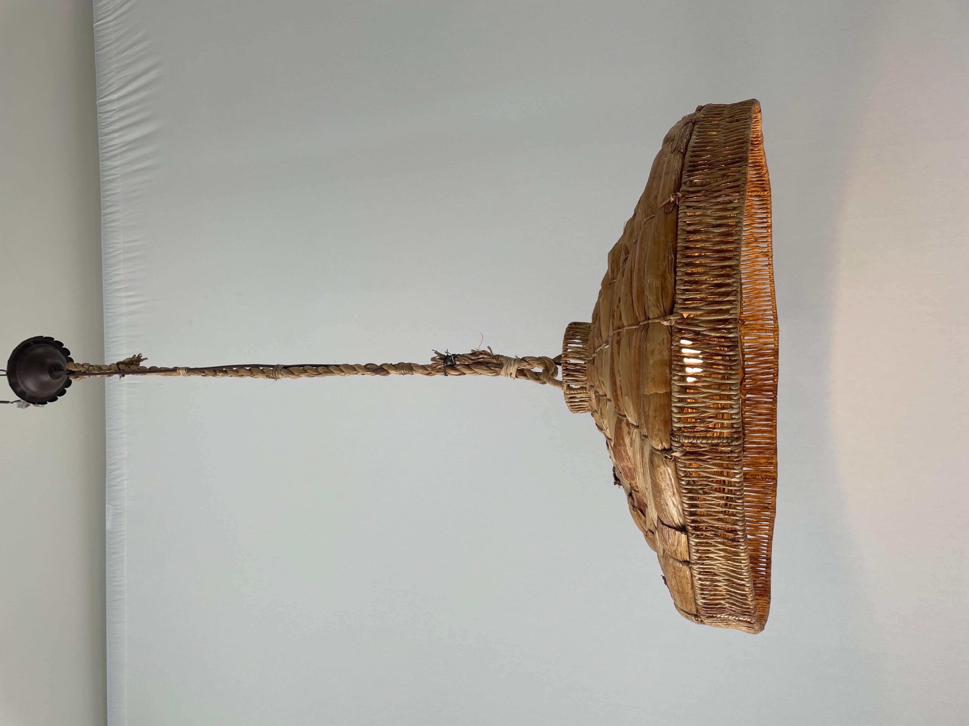 Wicker-Bamboo Large Naturel Pendant Lamp, 1960s, Germany For Sale 5