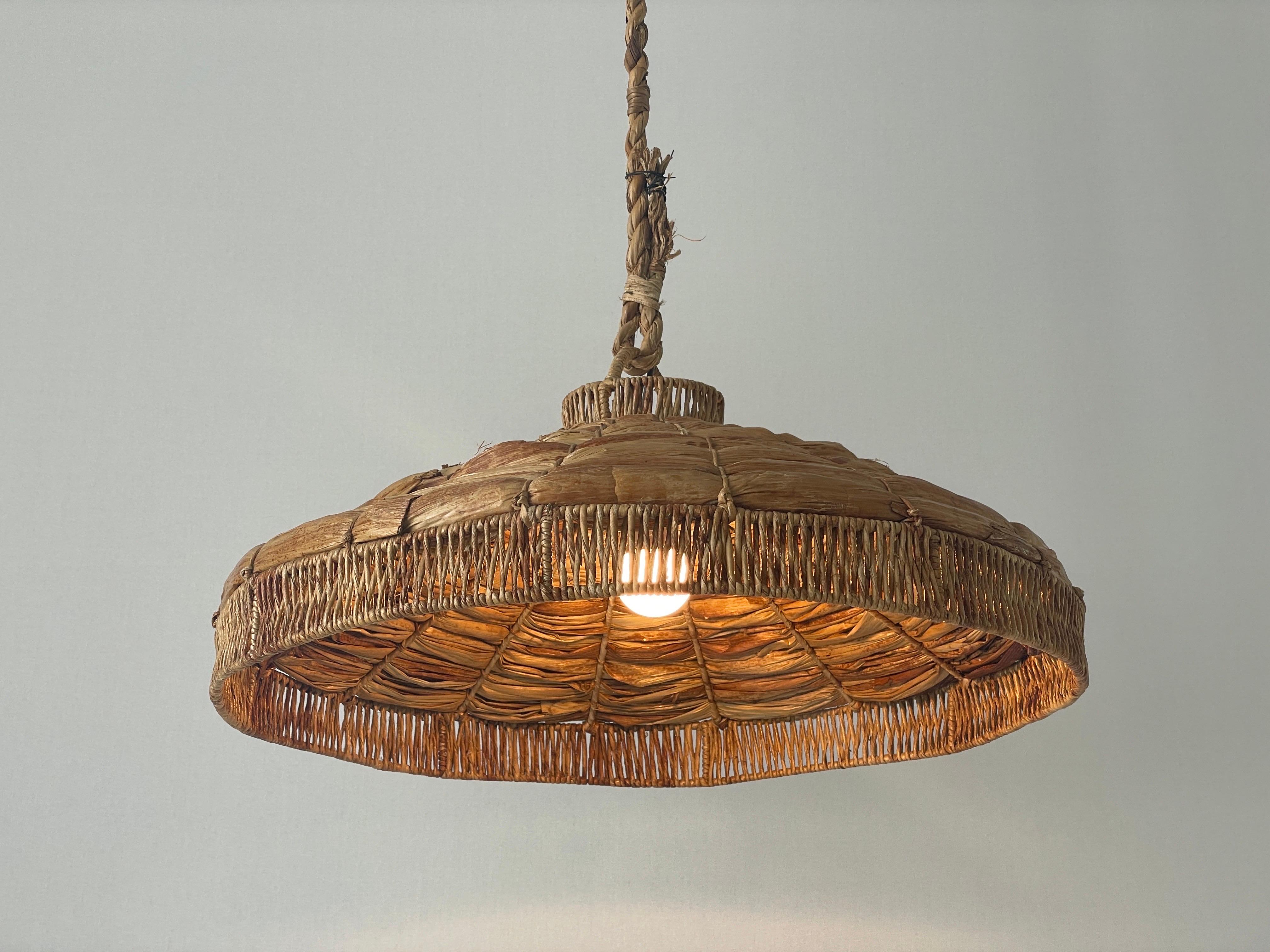Wicker-Bamboo Large Naturel Pendant Lamp, 1960s, Germany For Sale 6