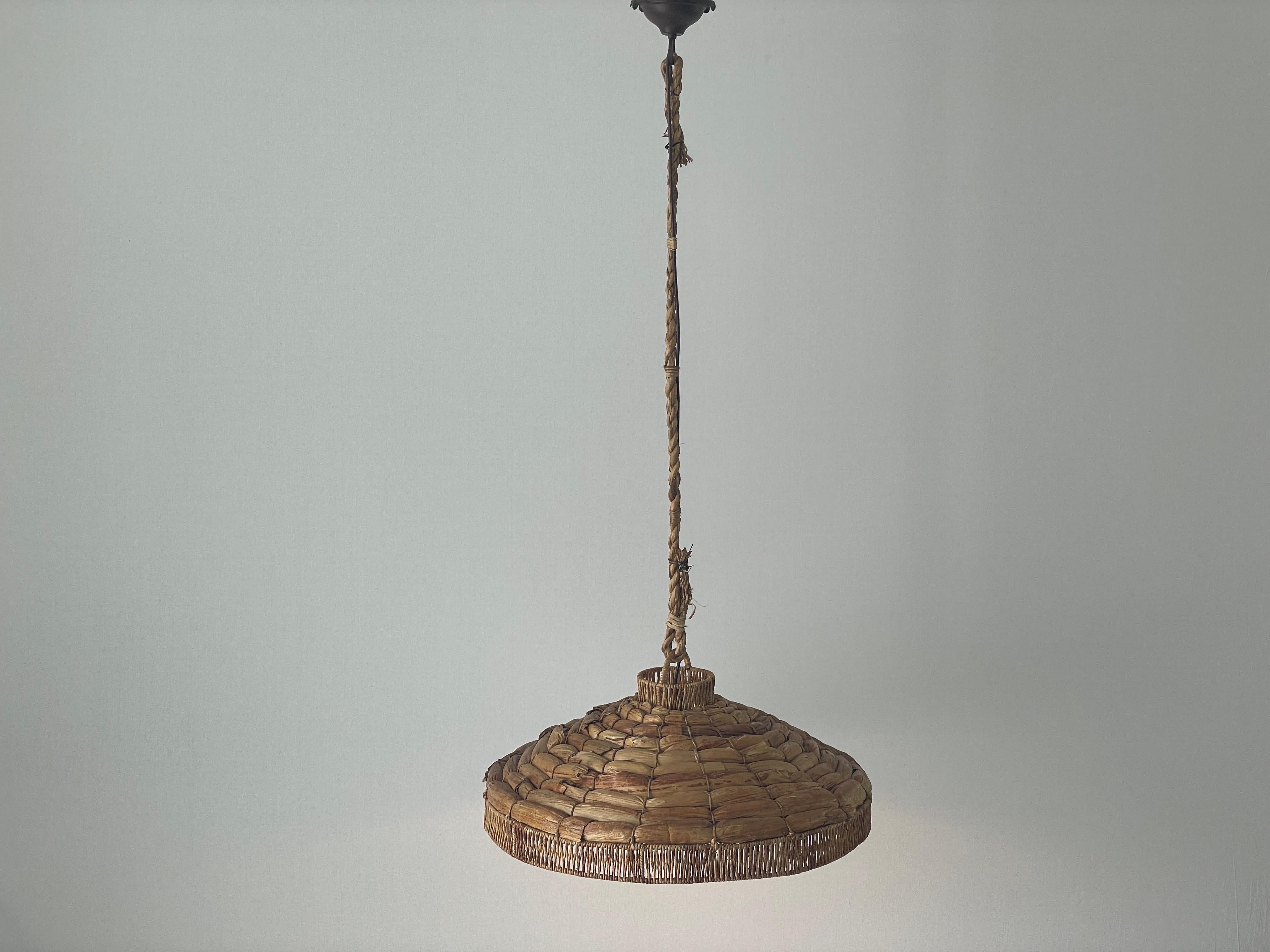 Wicker-Bamboo Large Naturel Pendant Lamp, 1960s, Germany For Sale 7