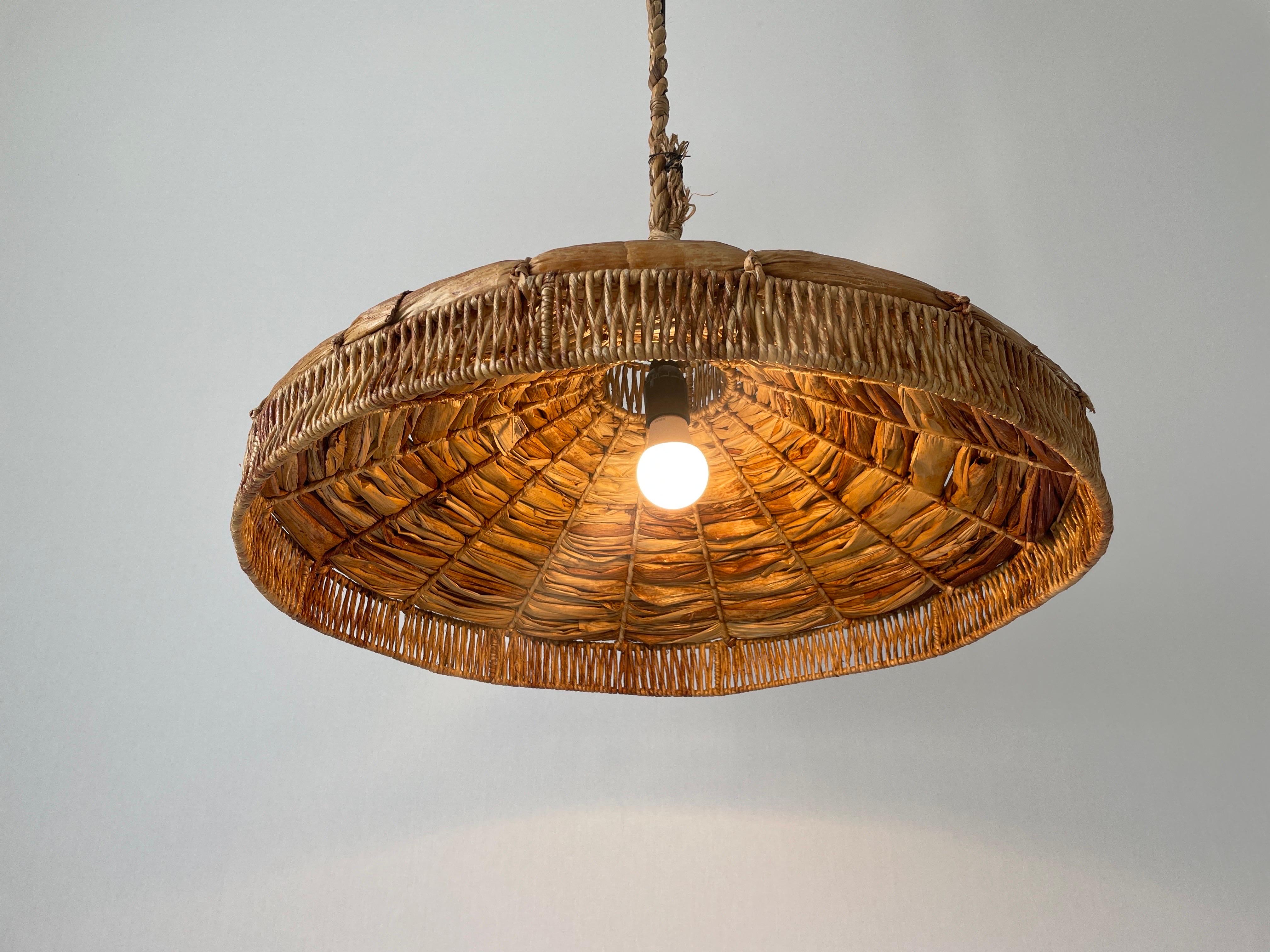 Wicker-Bamboo Large Naturel Pendant Lamp, 1960s, Germany For Sale 8
